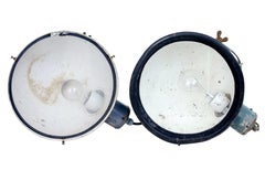 Near Pair of 1920's Large Industrial Lights