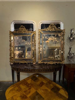 Companion Pair of 19th c. French Giltwood Cushion Mirrors