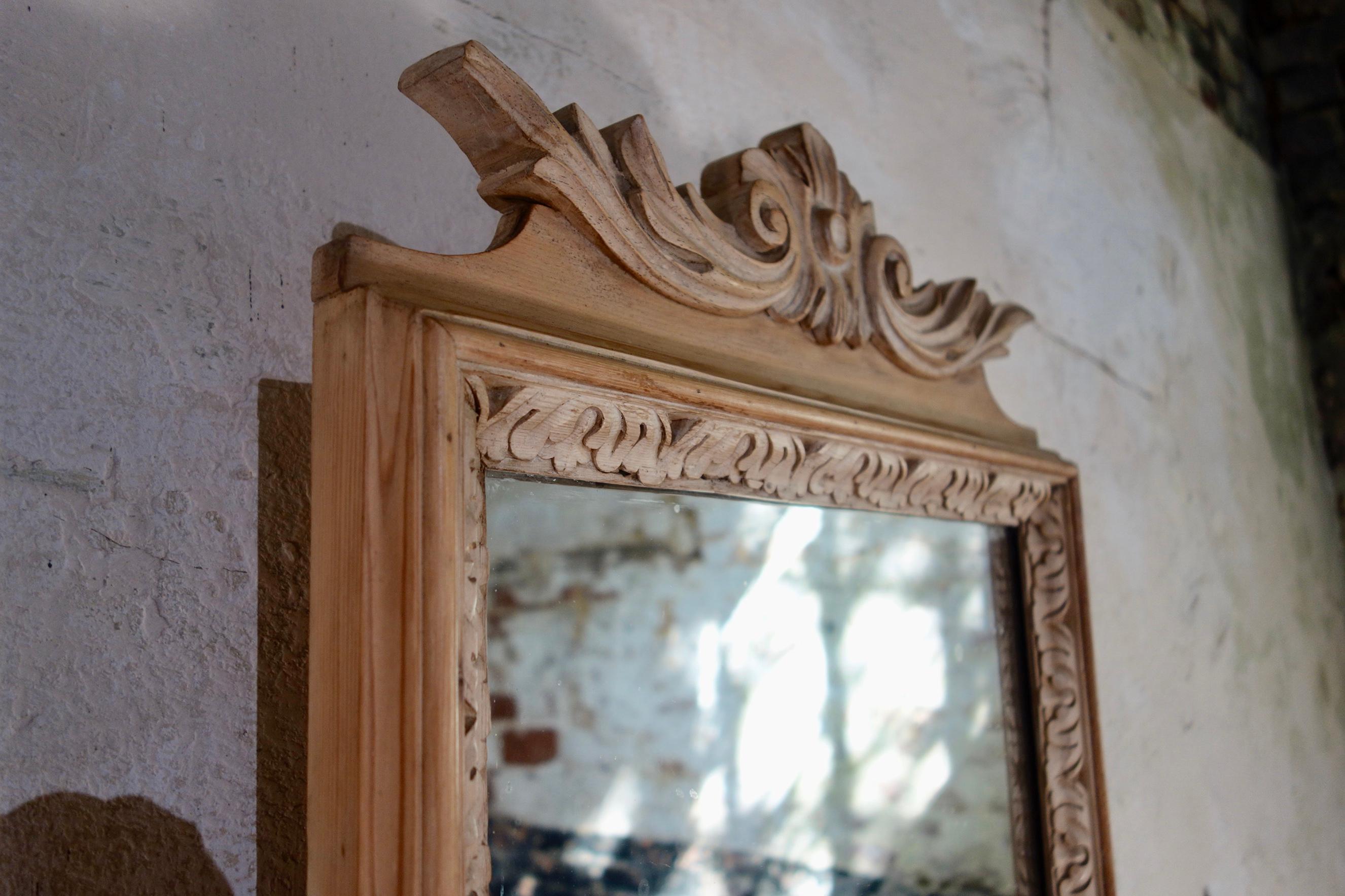 Near Pair of 19th Century Bleached Oak Continental Console Tables, Pier Mirrors 10