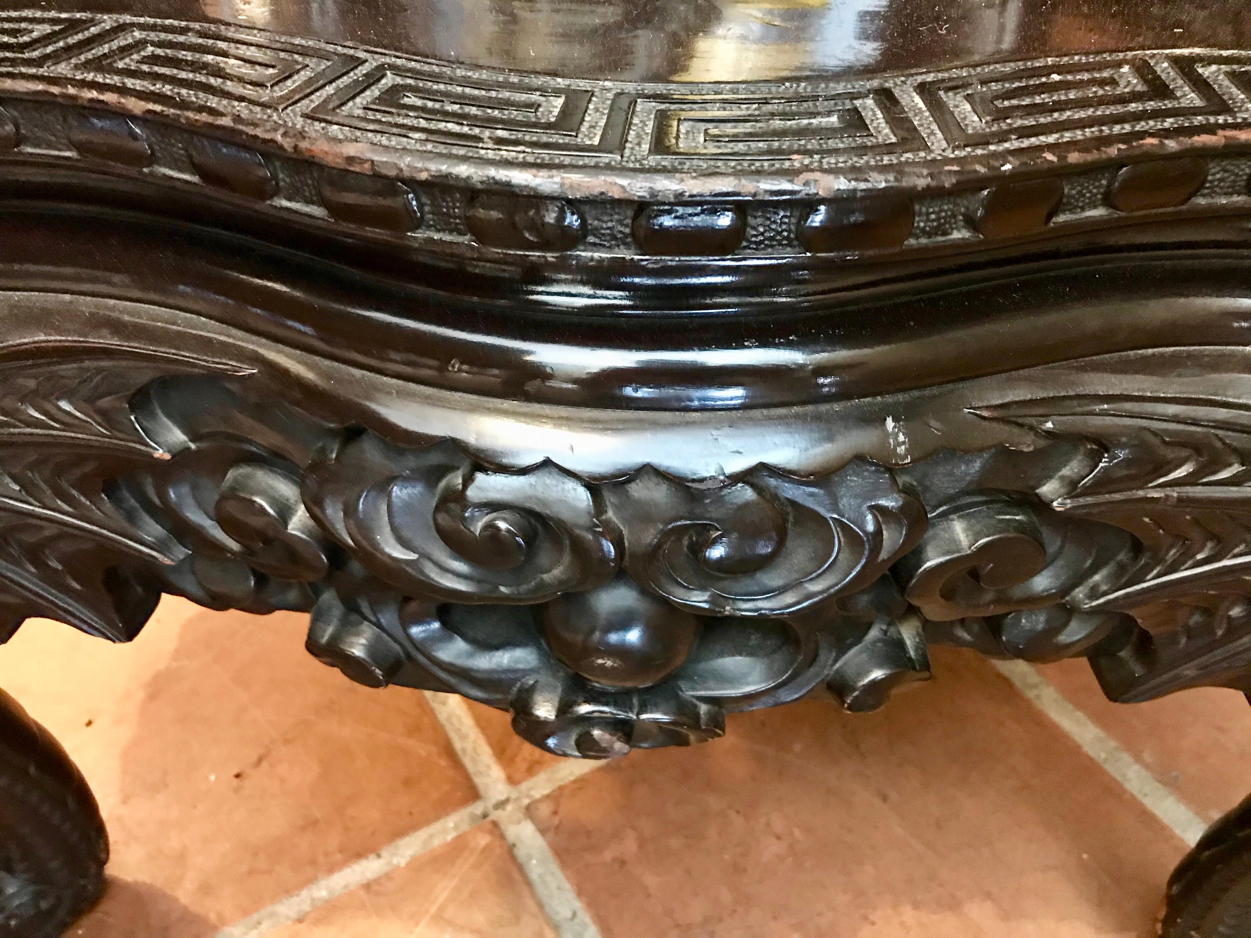 Wood Near Pair of 19th Century Chinese Dragon Chairs