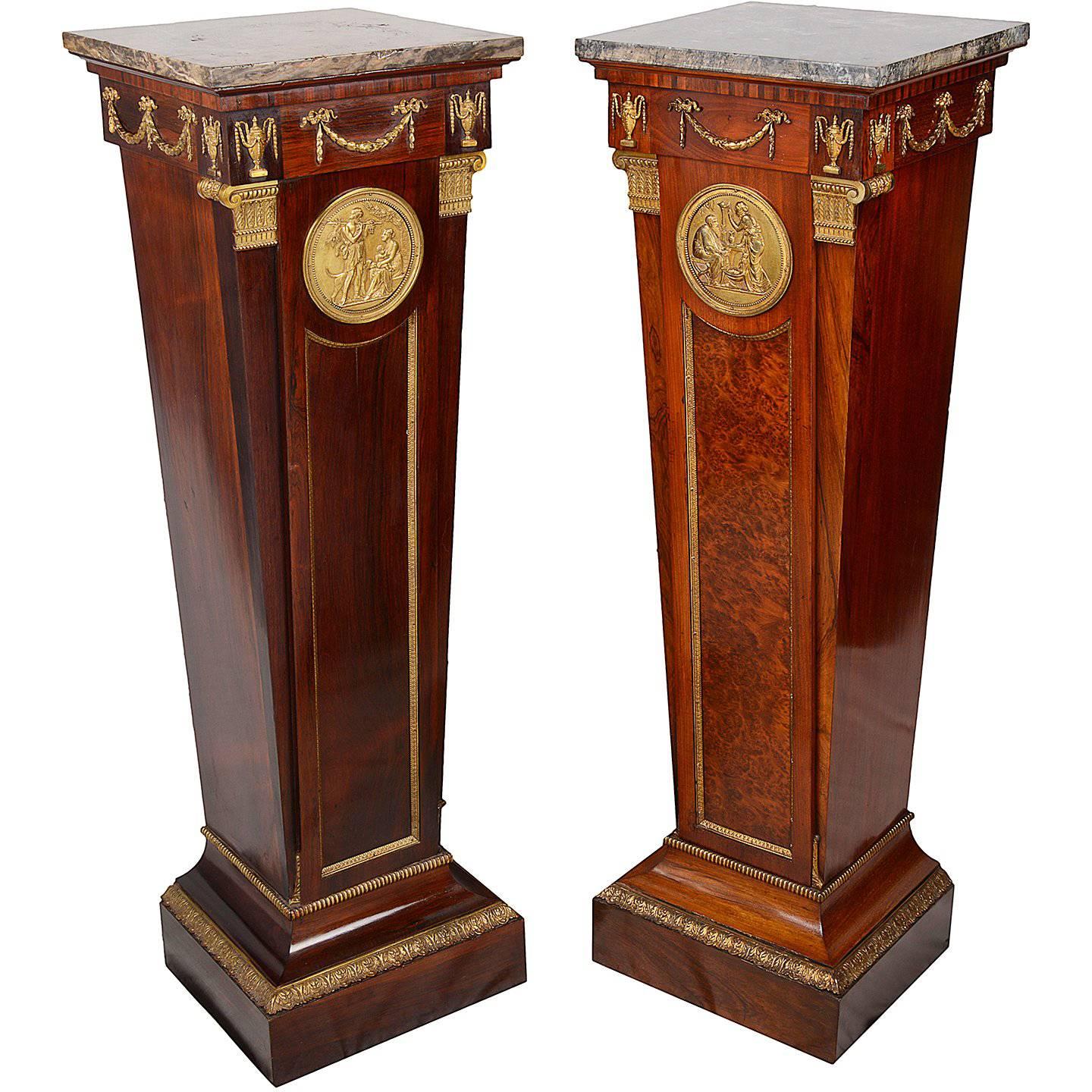 Near Pair of 19th Century Classical Pedestals