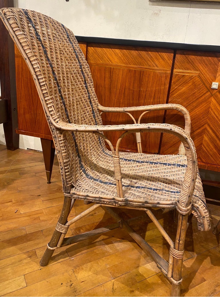 Near Pair of 19th Century French Rattan Armchairs For Sale 2