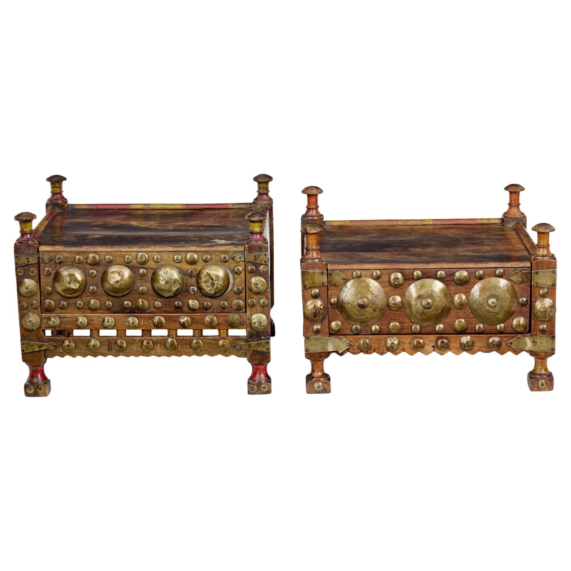Near pair of 19th century Moroccan low bedside tables For Sale