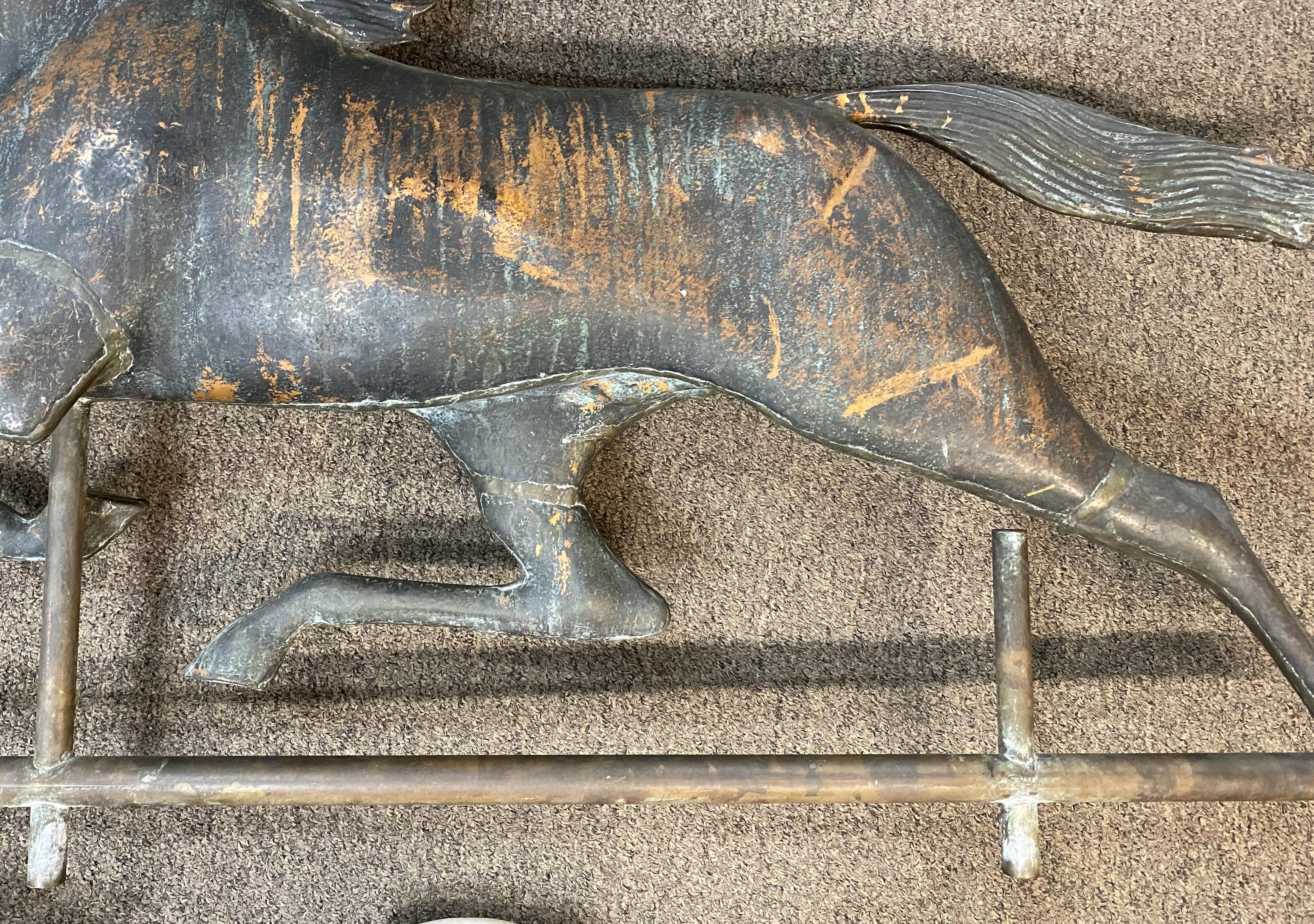 Near Pair of 20th Century Zinc & Copper Running Horse Weathervanes 4