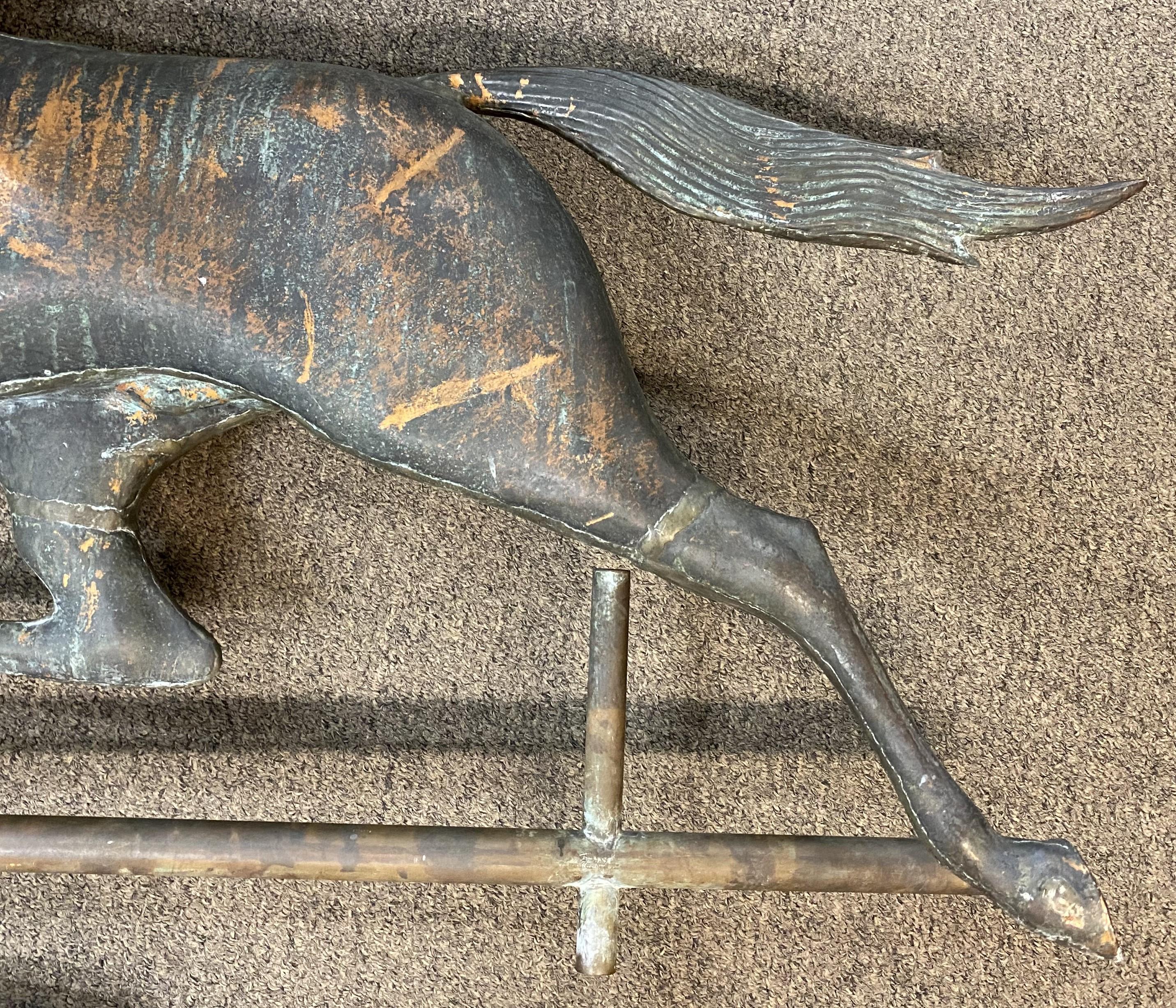 Near Pair of 20th Century Zinc & Copper Running Horse Weathervanes 5