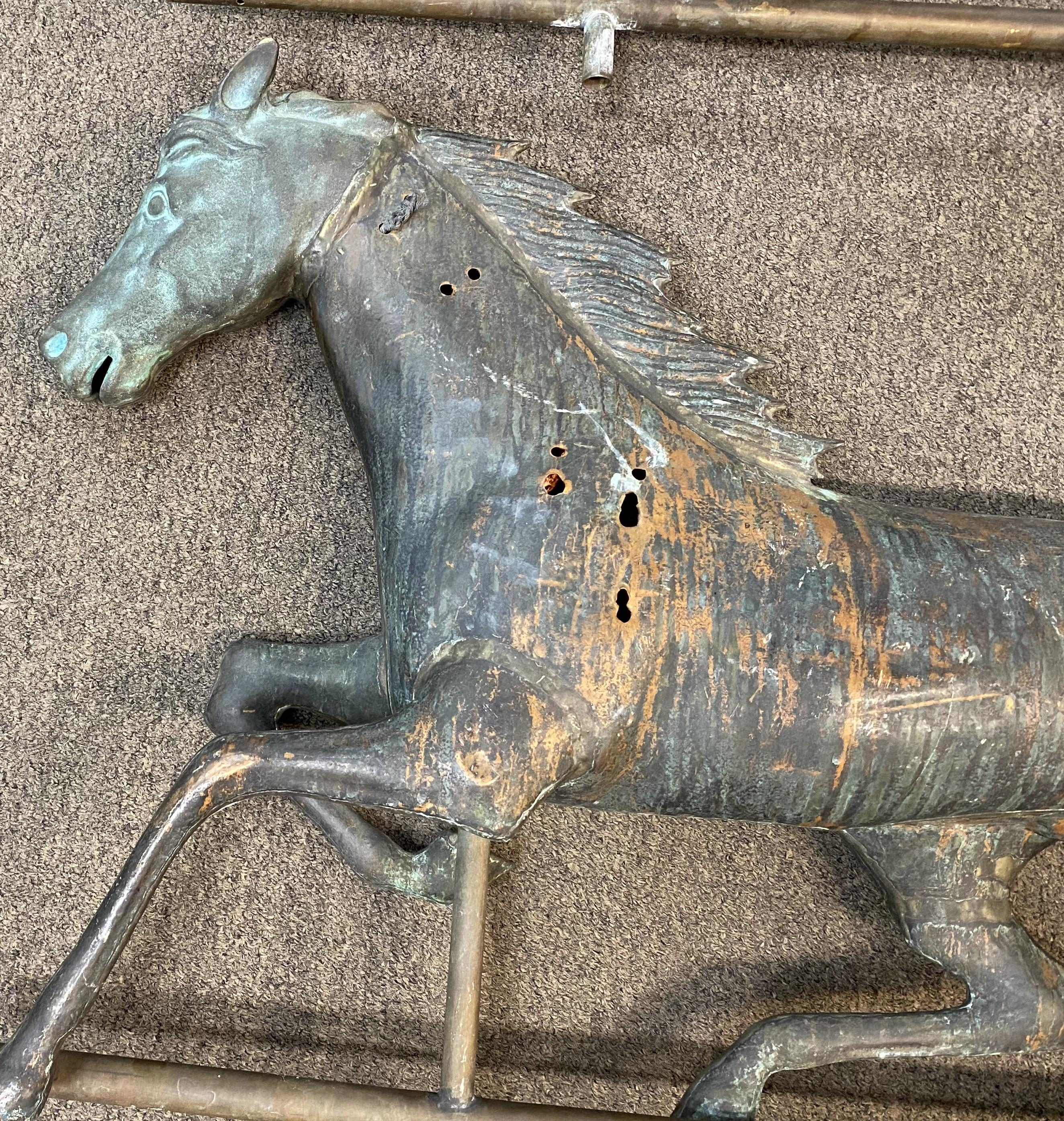 Near Pair of 20th Century Zinc & Copper Running Horse Weathervanes 6
