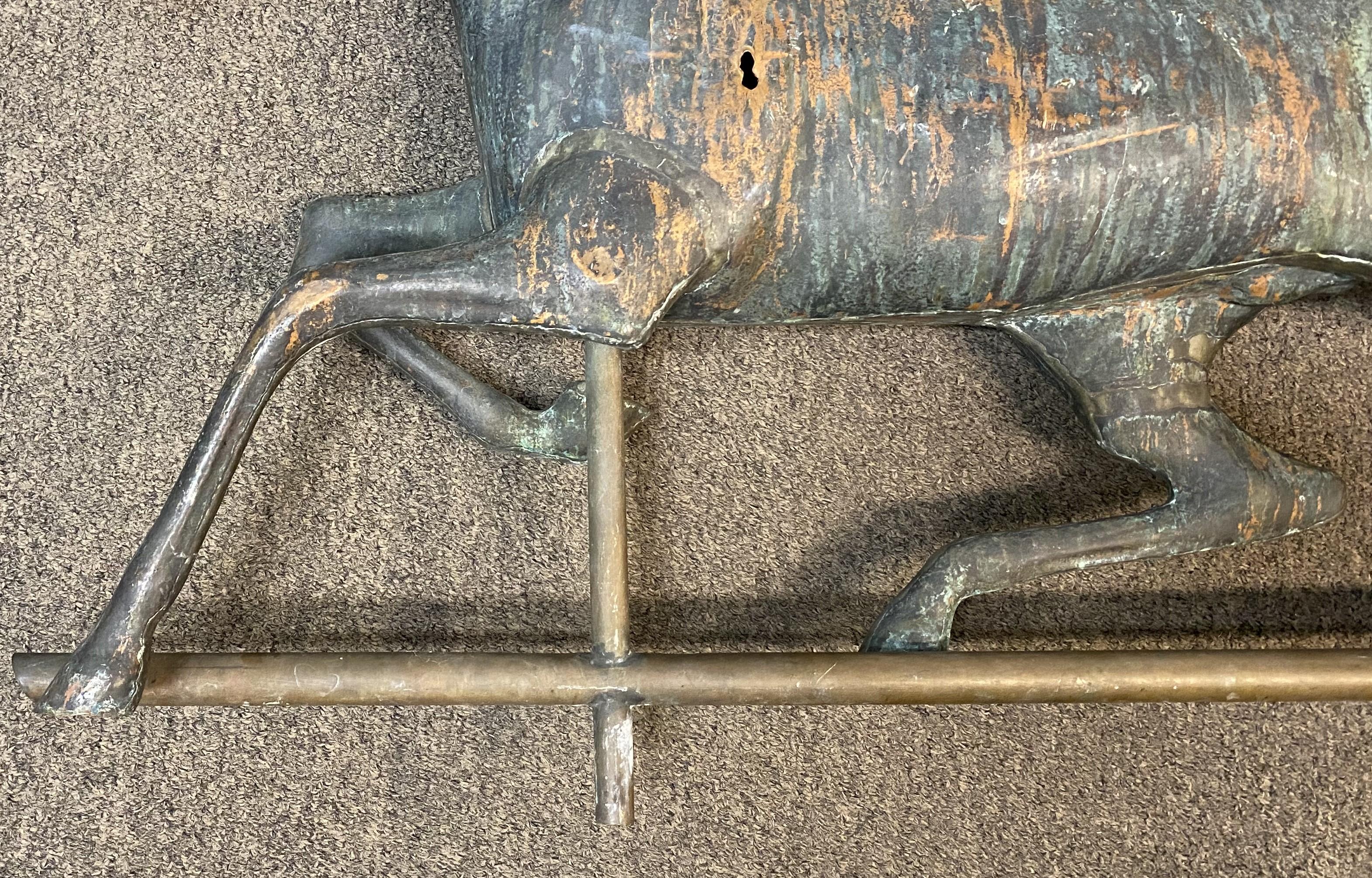 Near Pair of 20th Century Zinc & Copper Running Horse Weathervanes 7