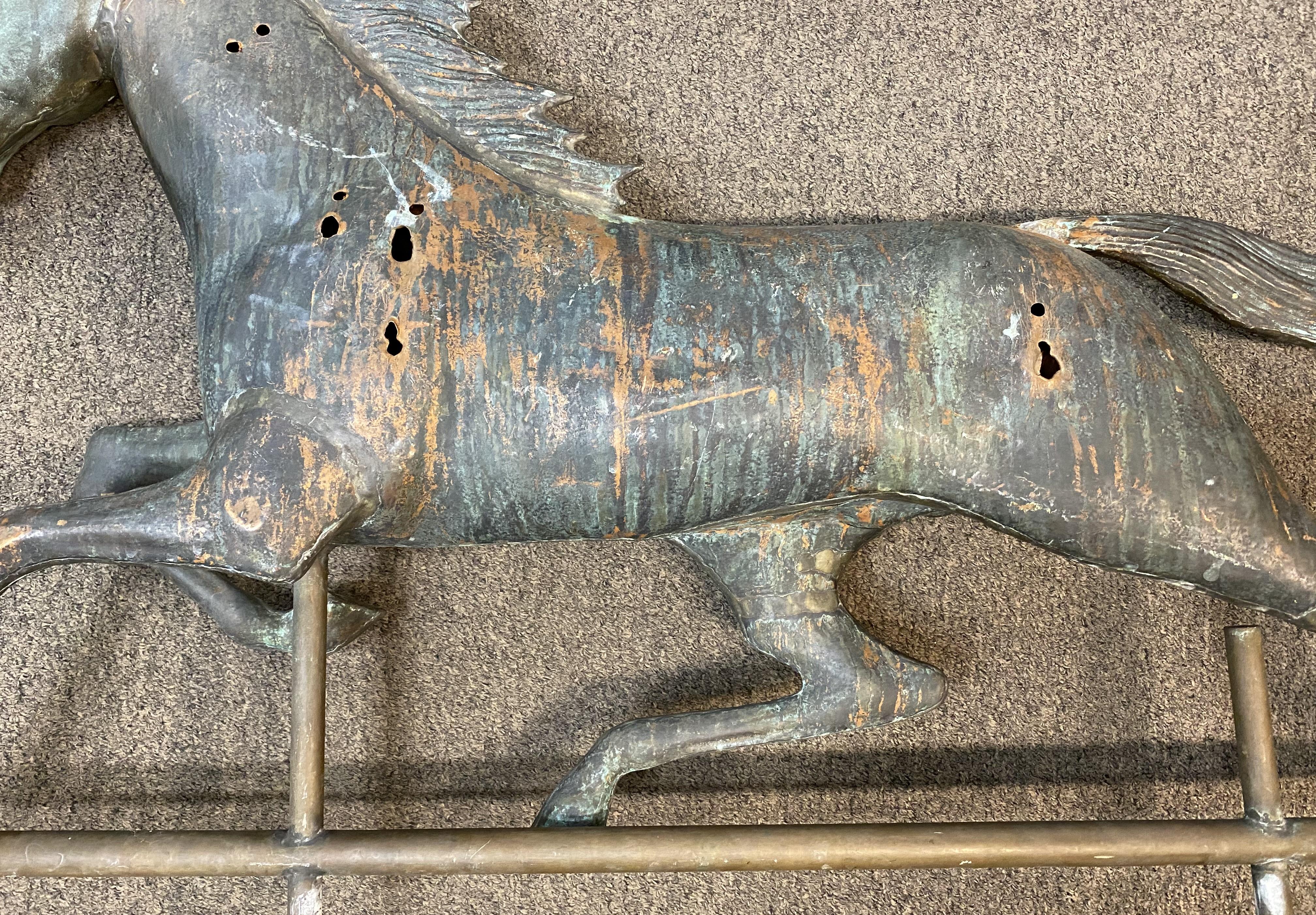 Near Pair of 20th Century Zinc & Copper Running Horse Weathervanes 8