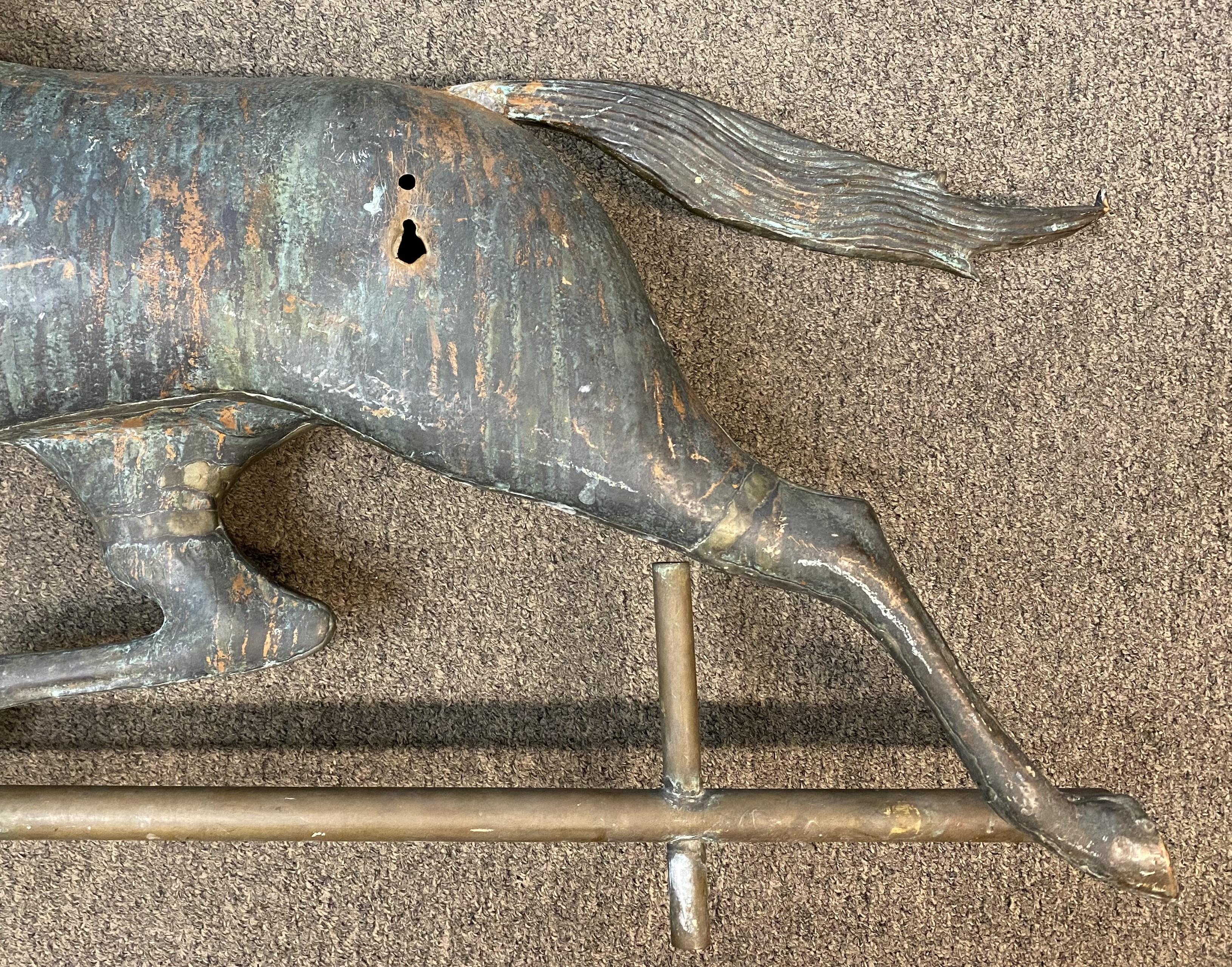 Near Pair of 20th Century Zinc & Copper Running Horse Weathervanes 9