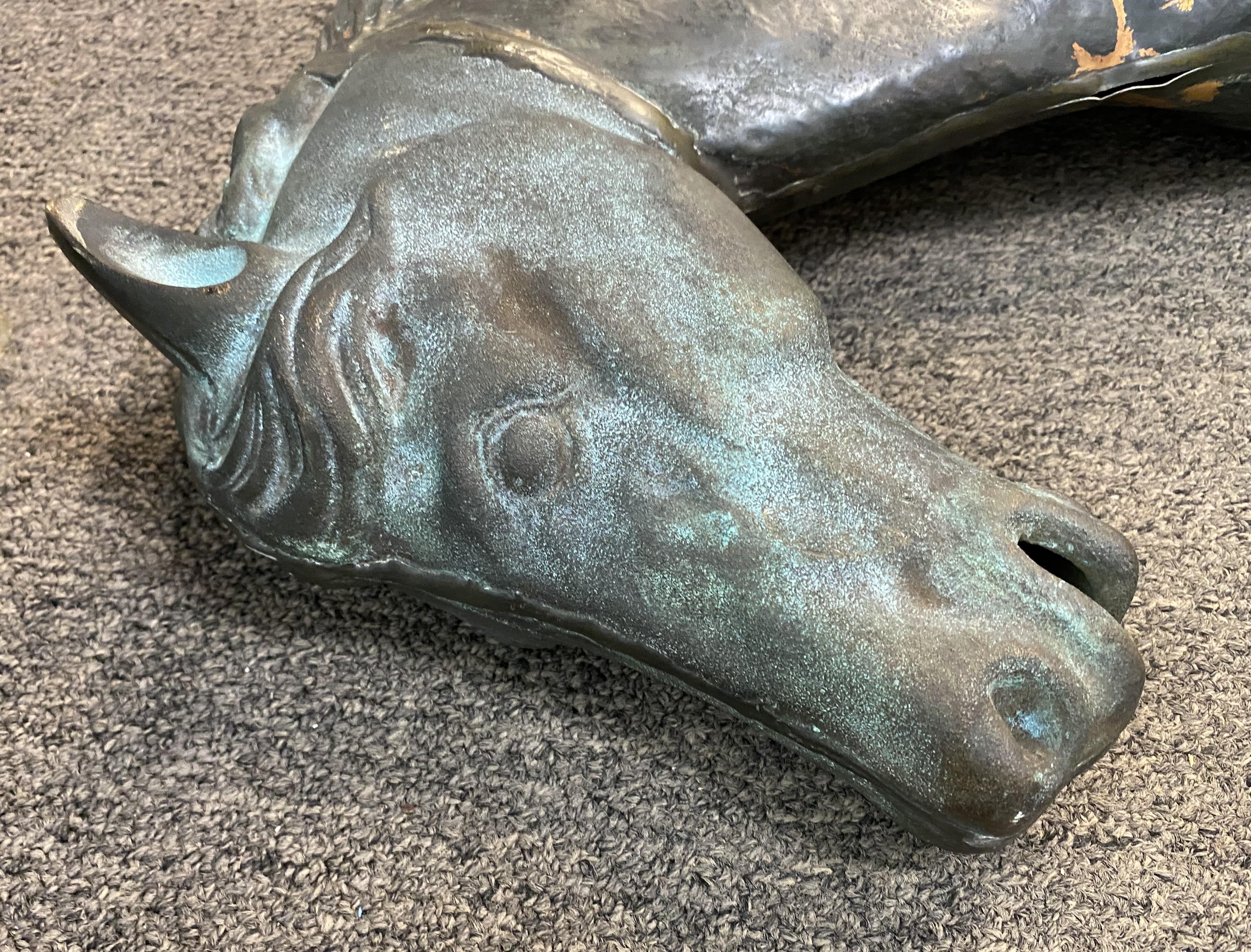 Near Pair of 20th Century Zinc & Copper Running Horse Weathervanes 10