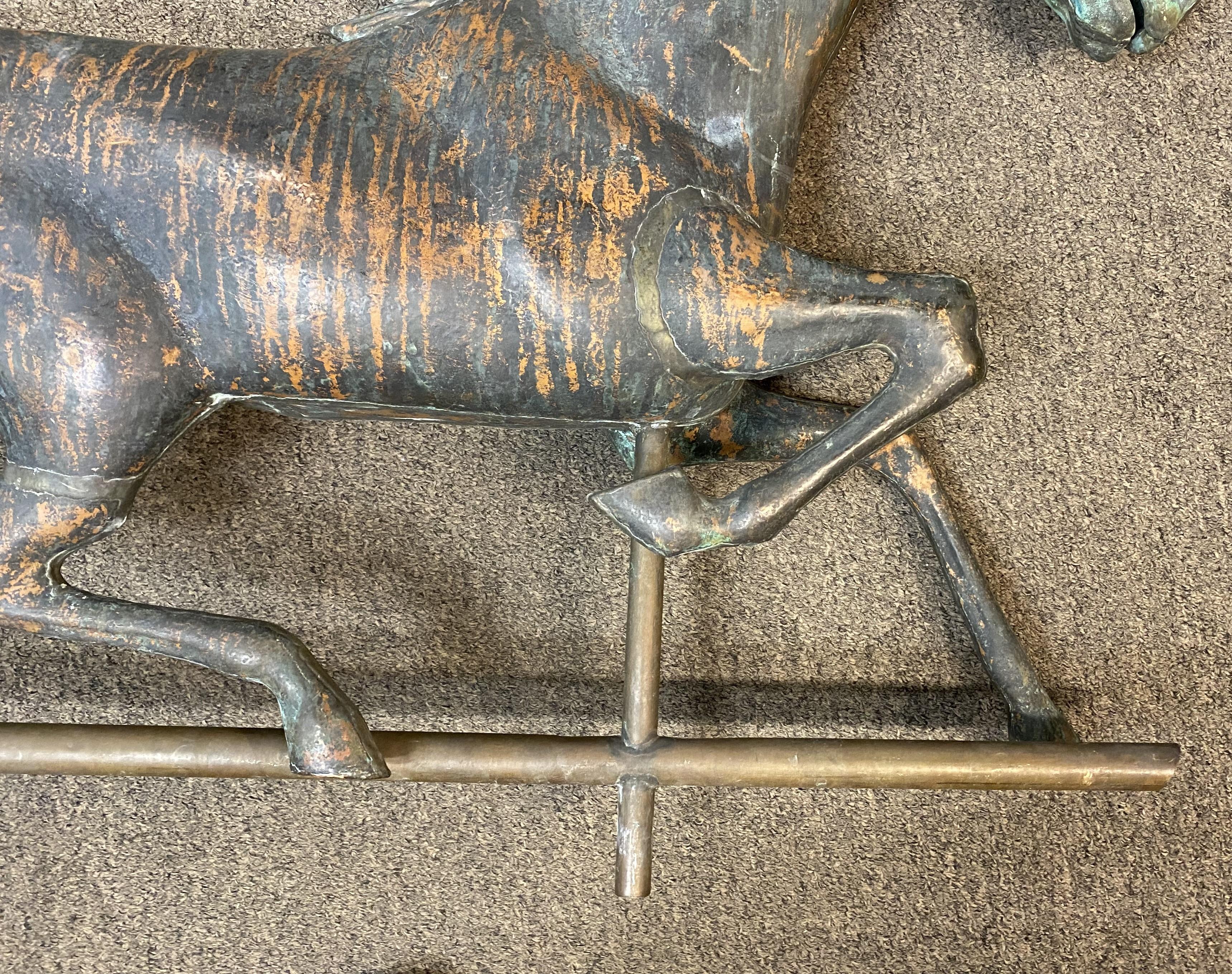 Near Pair of 20th Century Zinc & Copper Running Horse Weathervanes In Good Condition In Milford, NH