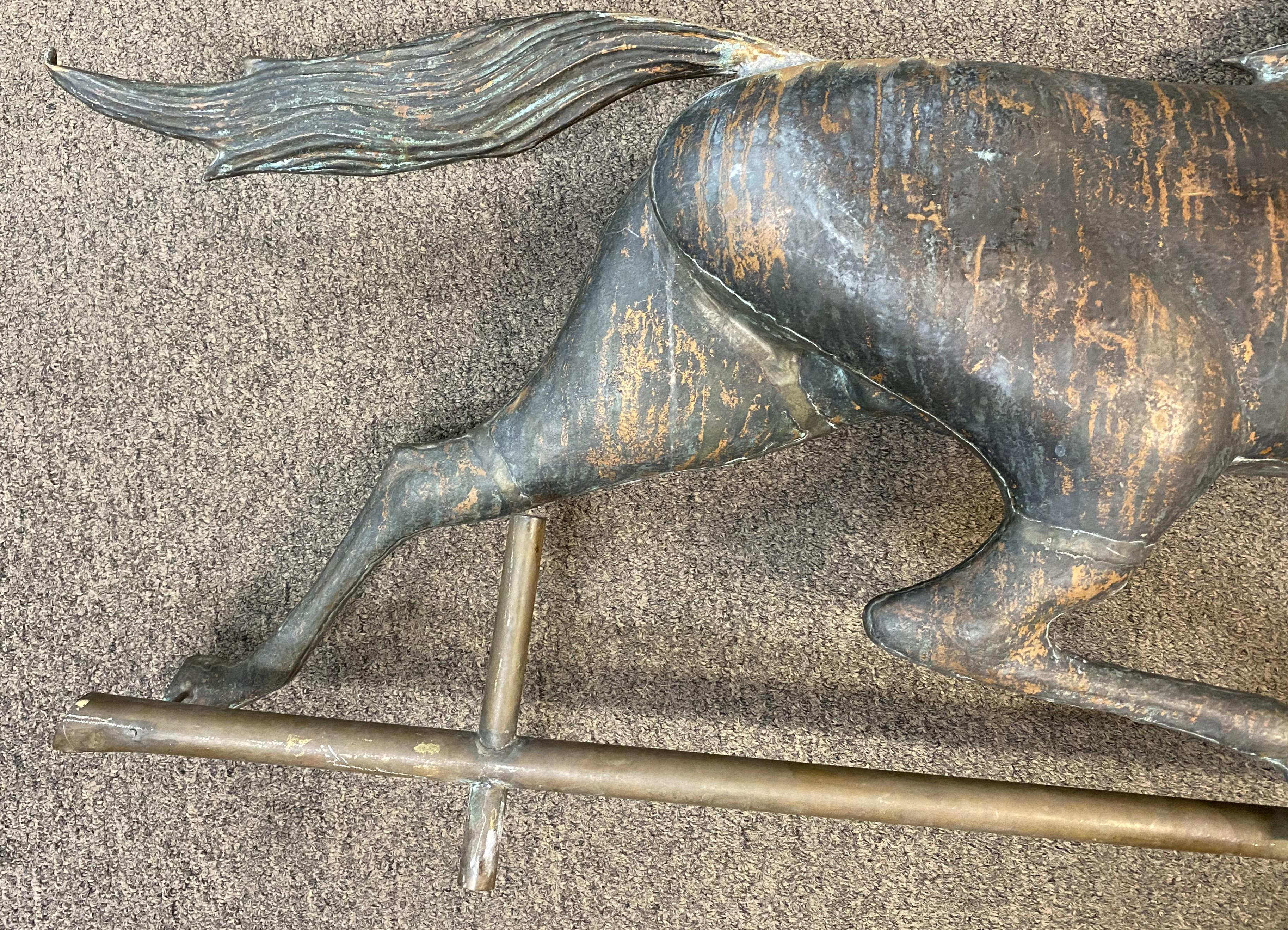Near Pair of 20th Century Zinc & Copper Running Horse Weathervanes 1