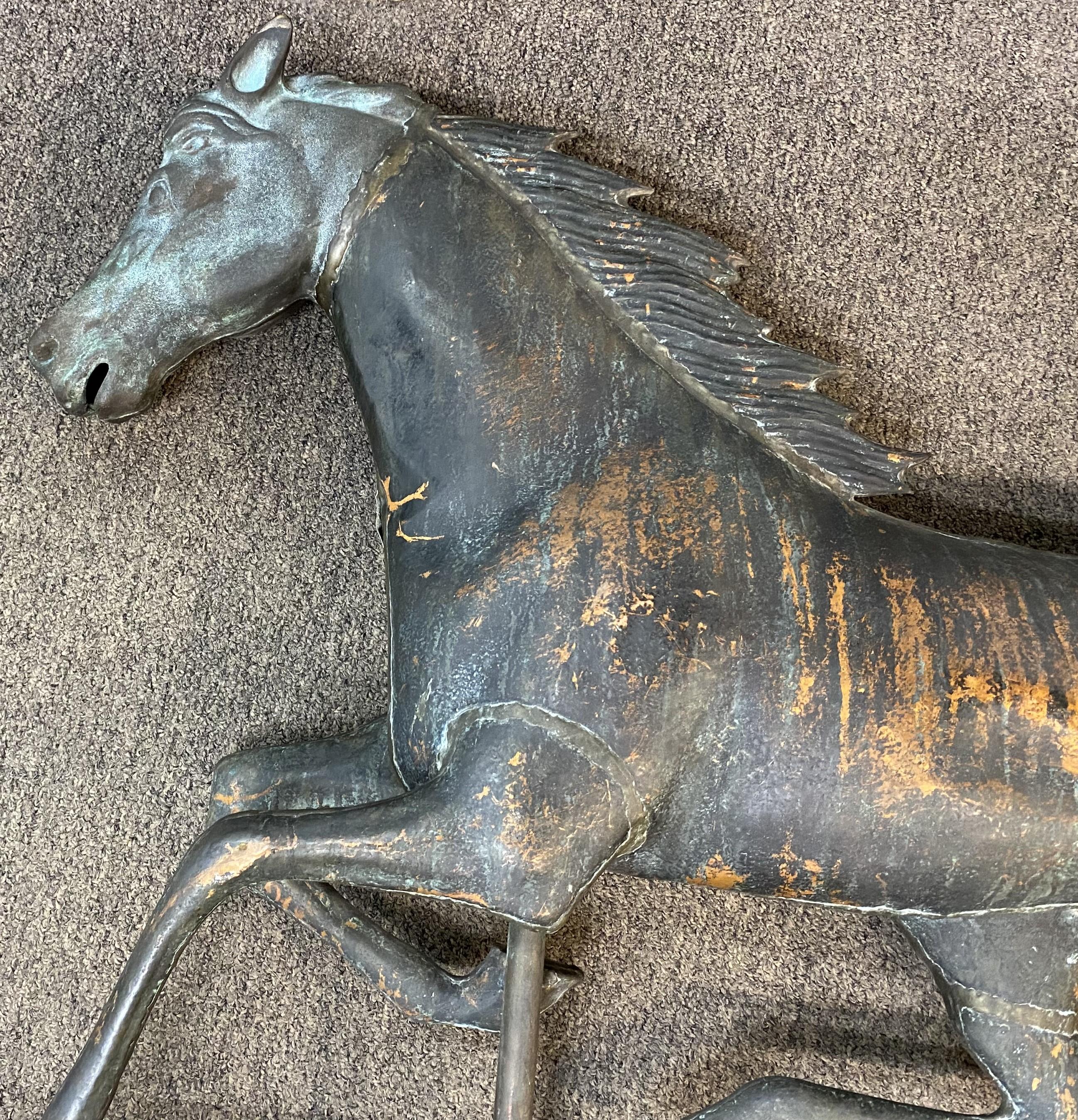 Near Pair of 20th Century Zinc & Copper Running Horse Weathervanes 3
