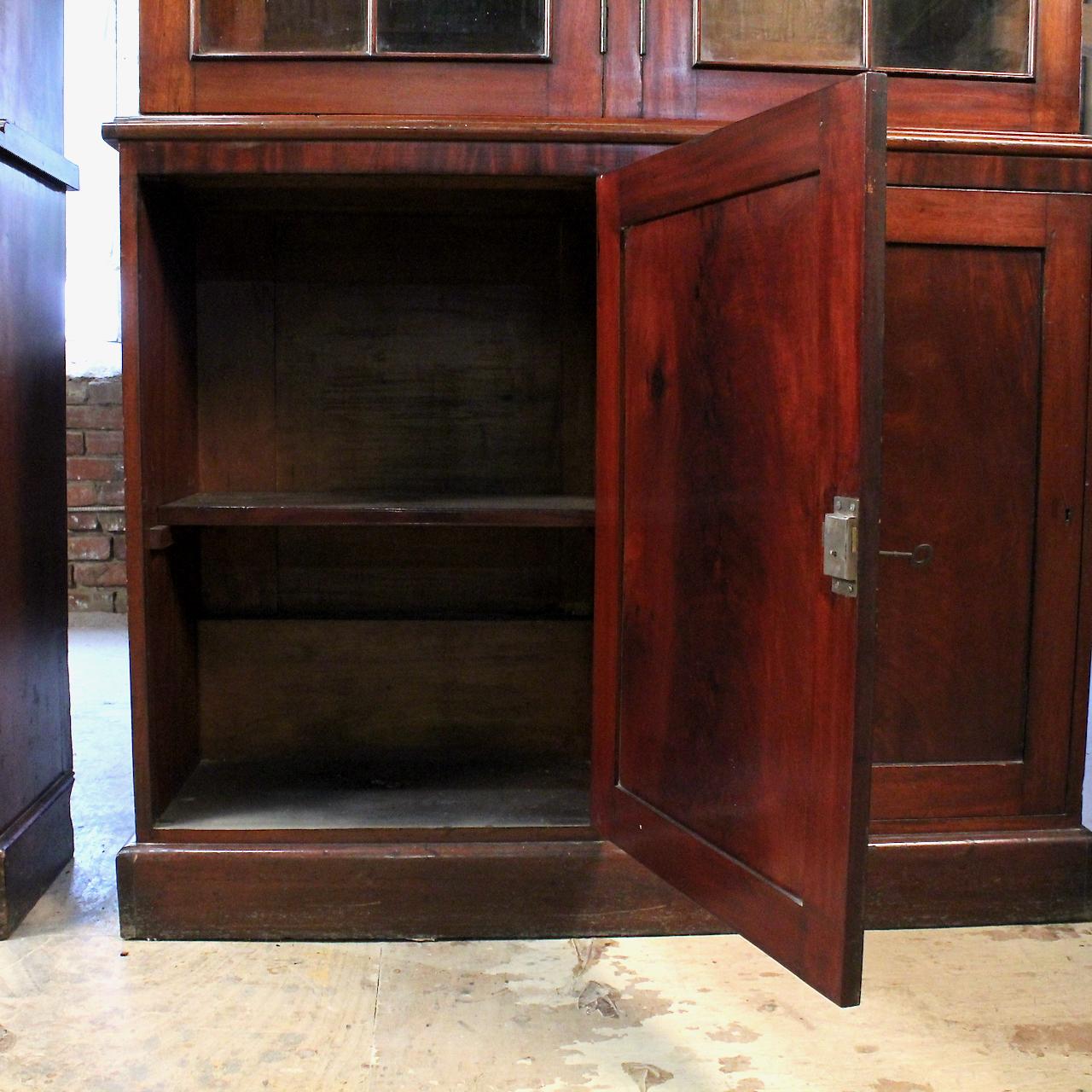Near Pair of 9' Georgian Style Mütter Museum Mahogany Library Display Cabinets 5