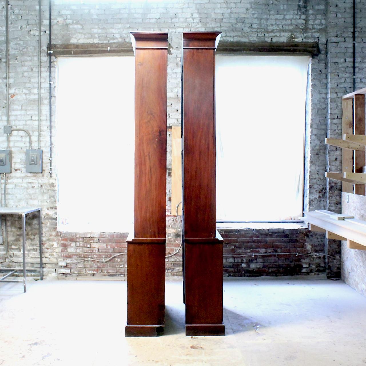 George II Near Pair of 9' Georgian Style Mütter Museum Mahogany Library Display Cabinets