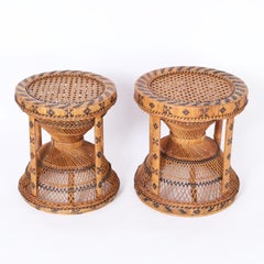 Near Pair of Anglo Indian Stools or Ottomans
