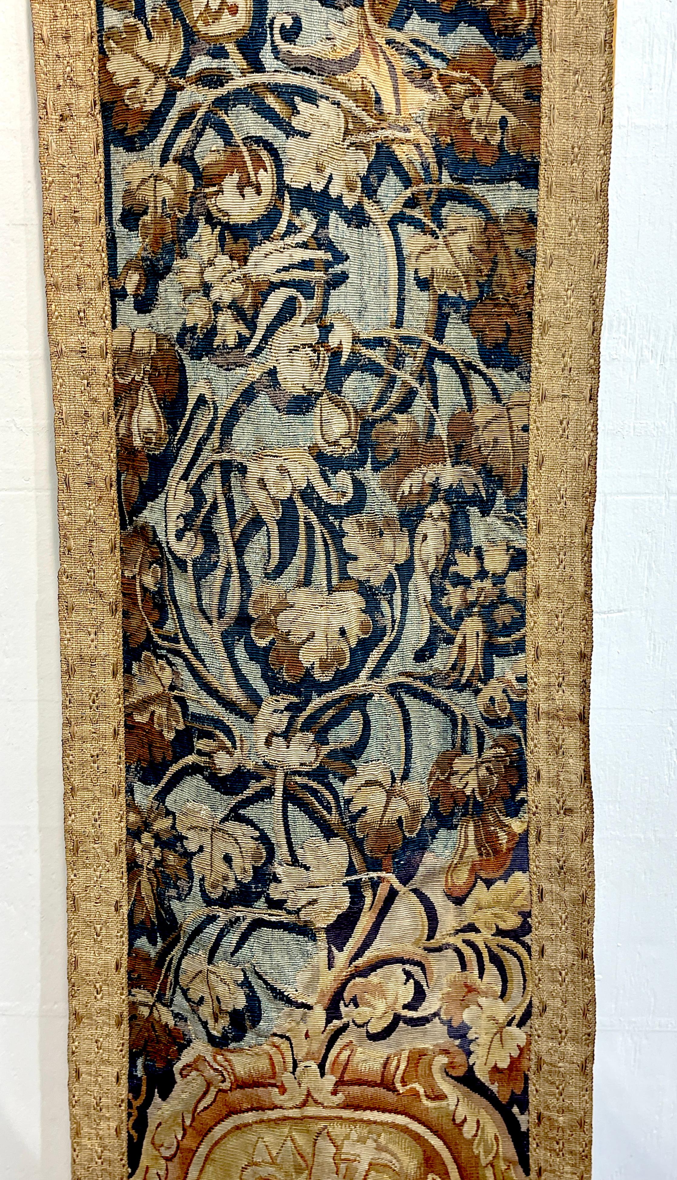Near Pair of Antique 17th C. Belgium Flemish Tapestry Portière (Border) Panels 2