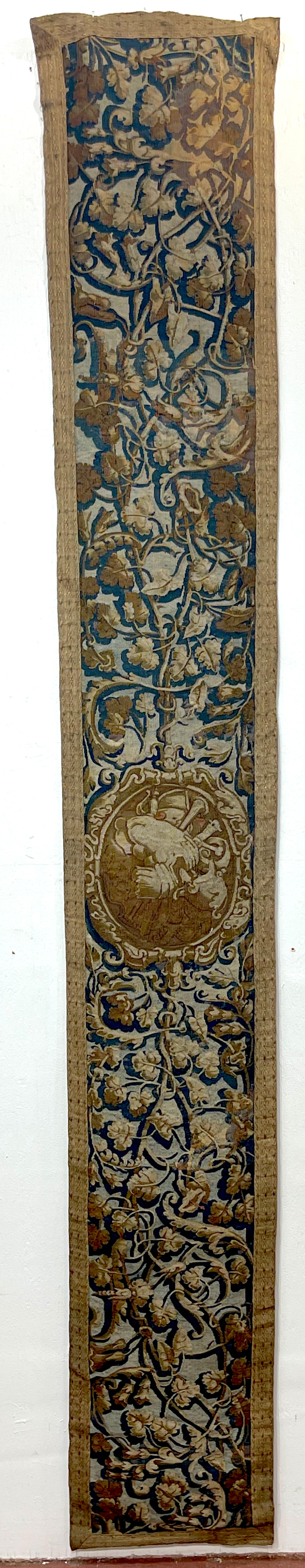 Near Pair of Antique 17th C. Belgium Flemish Tapestry Portière (Border) Panels For Sale 4