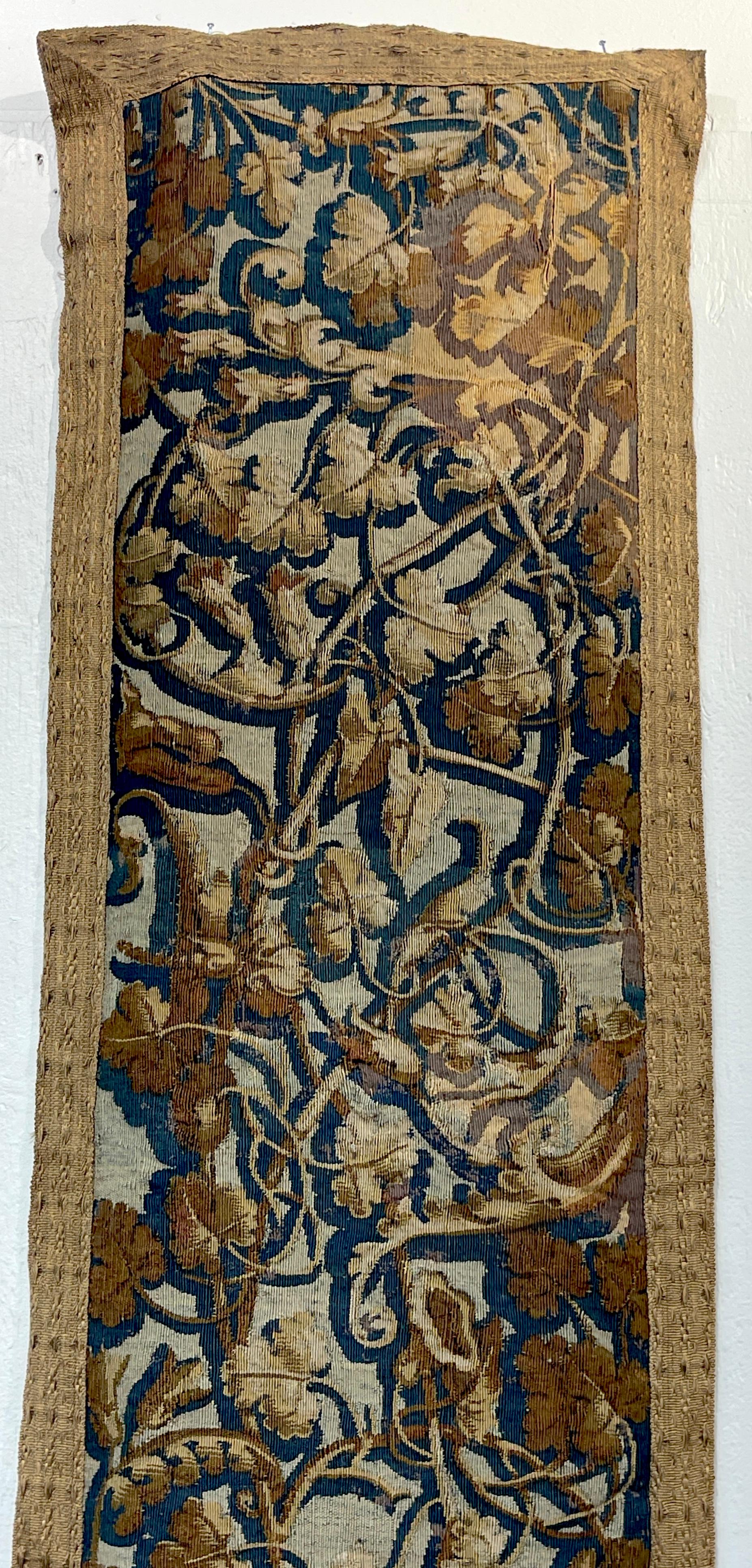 Near Pair of Antique 17th C. Belgium Flemish Tapestry Portière (Border) Panels 5