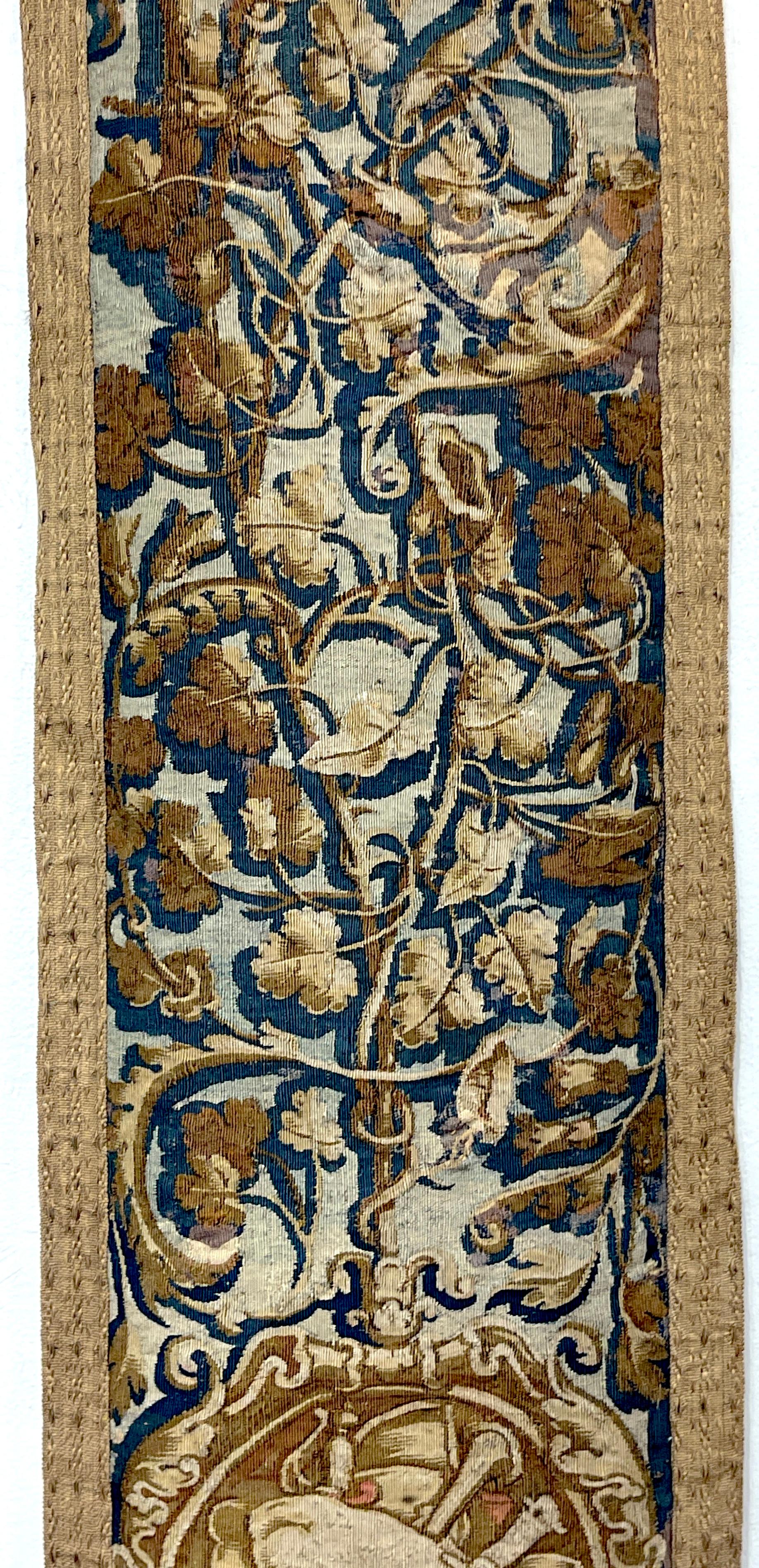 Near Pair of Antique 17th C. Belgium Flemish Tapestry Portière (Border) Panels 6