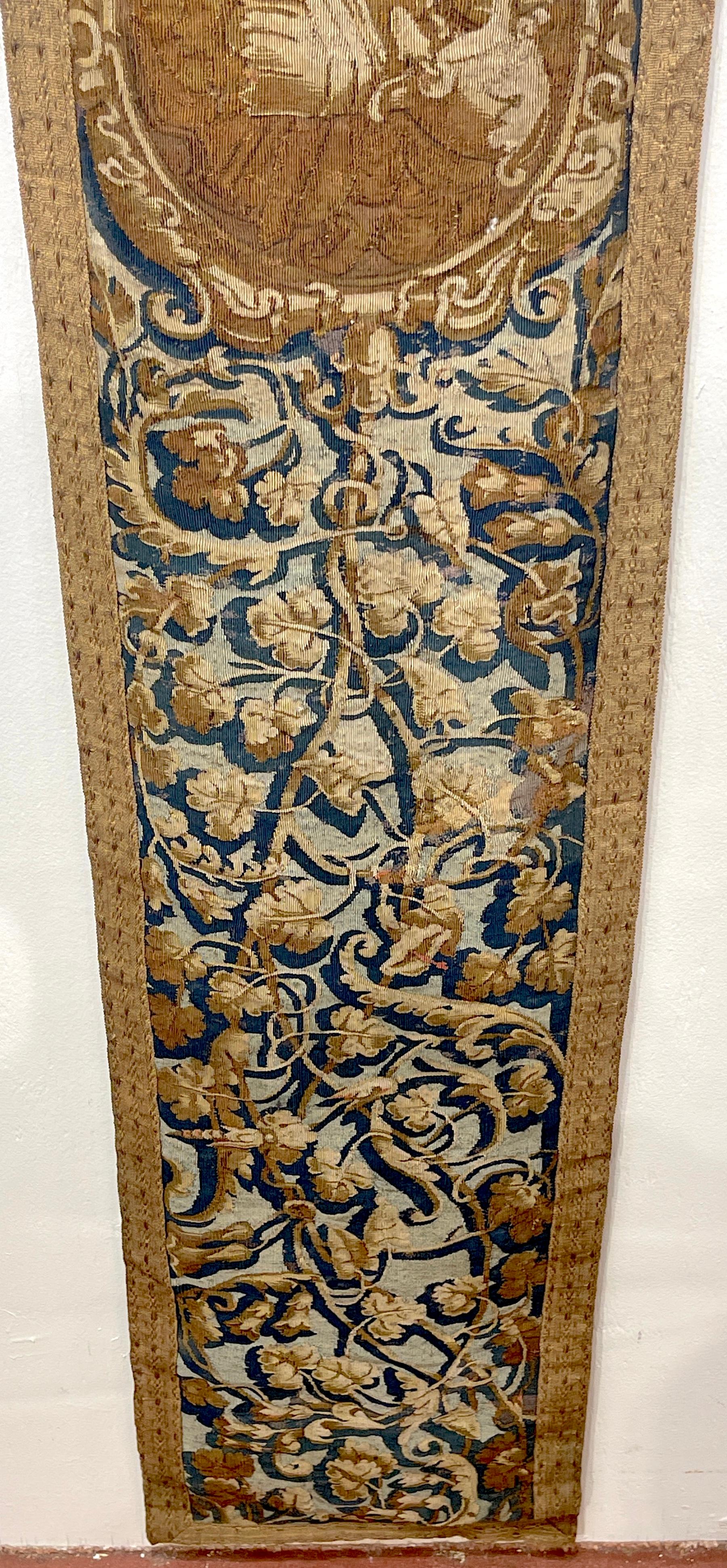 Near Pair of Antique 17th C. Belgium Flemish Tapestry Portière (Border) Panels 8