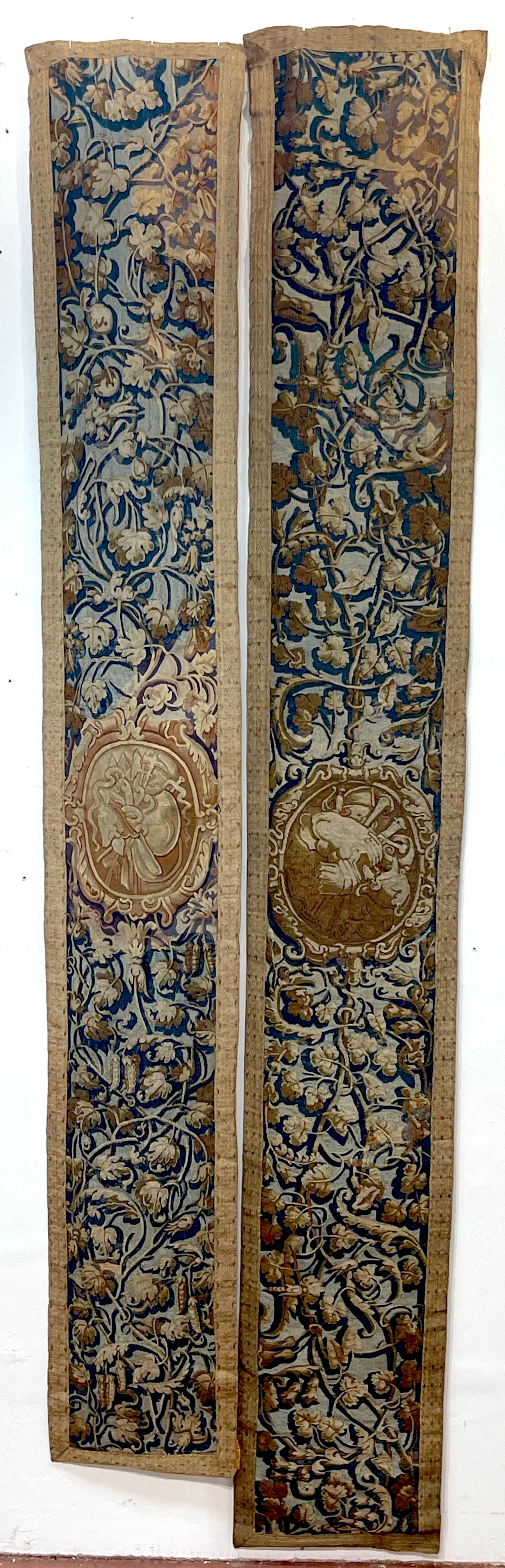 A Near Pair of Antique 17th-C. Belgium Flemish Tapestry Portière (Border) Panels
Belgium, 17th century  

Presenting a rare and exquisite pair of antique 17th-century Belgium Flemish Tapestry Portière Panels, these stunning pieces offer a glimpse