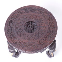 Near Pair of Antique Anglo Indian Petite Stands with Elephants