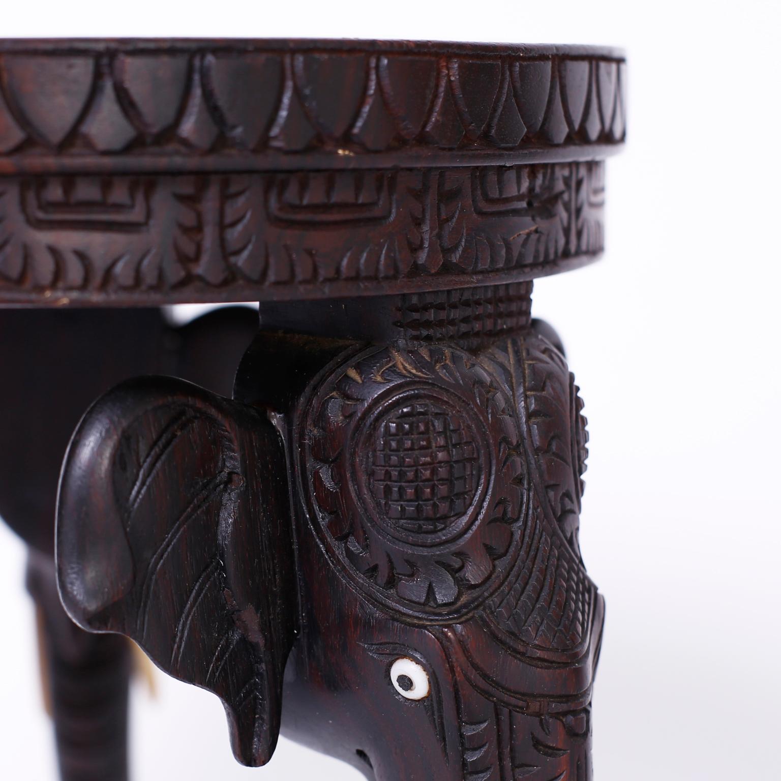 Near Pair of Antique Anglo Indian Petite Stands with Elephants For Sale 2