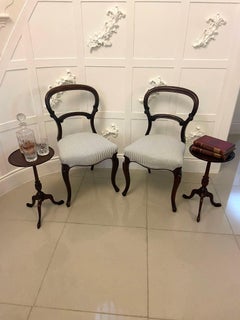 Near Pair of Antique Edwardian Quality Mahogany Inlaid Lamp Tables