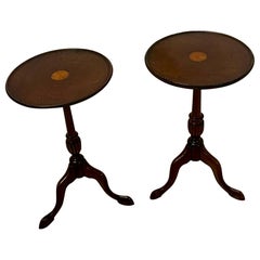 Paire de lampes anciennes de qualité édouardienne en acajou incrusté