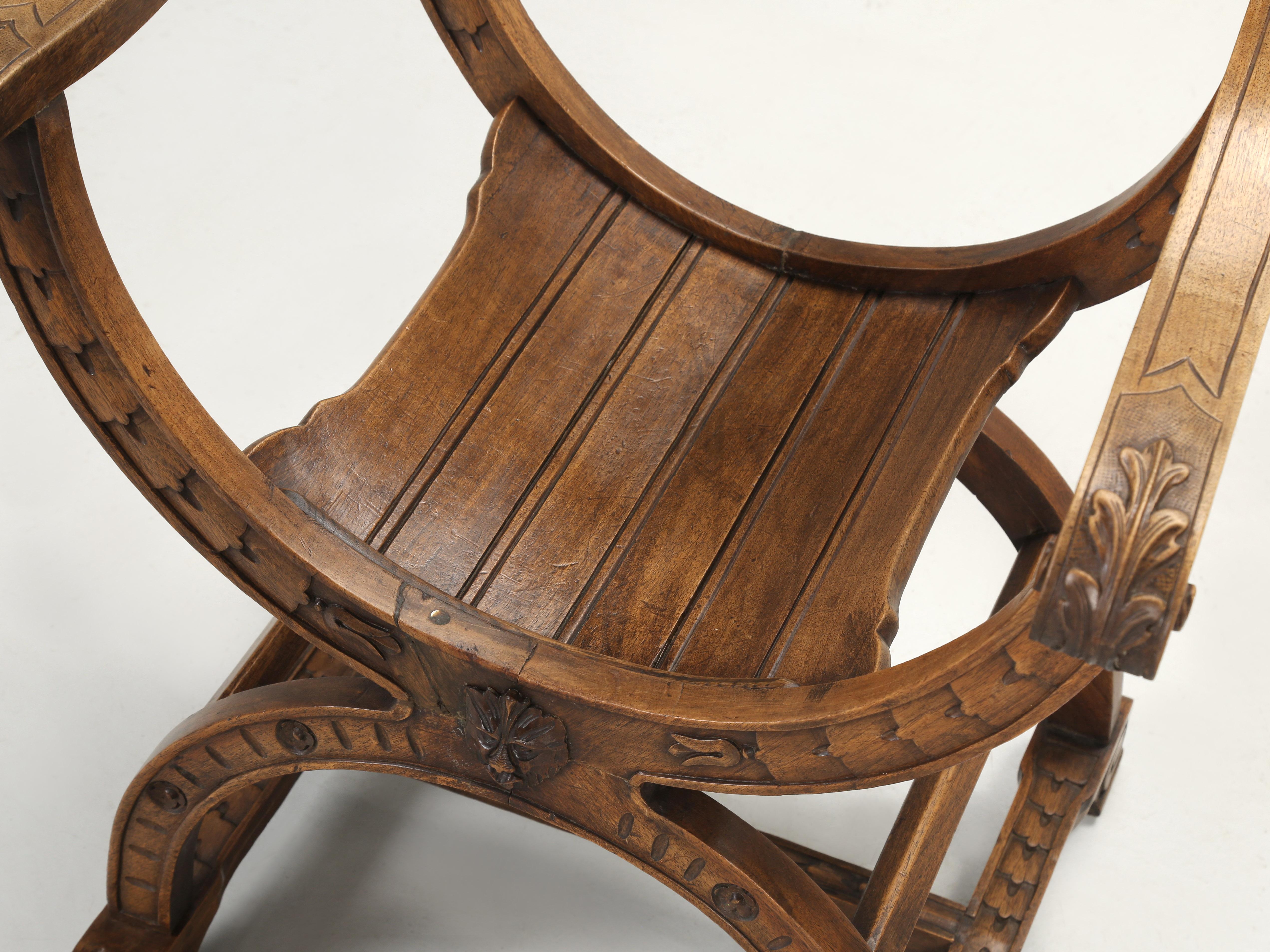 Near Pair of Antique French Dagobert Solid Walnut Arm Chairs from Late 1800's 7