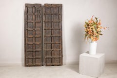 Near Pair of Antique Indian Hand-Carved Architectural Doors