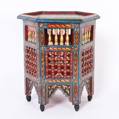 Near Pair of Antique Moroccan Painted Stands, Priced Individually