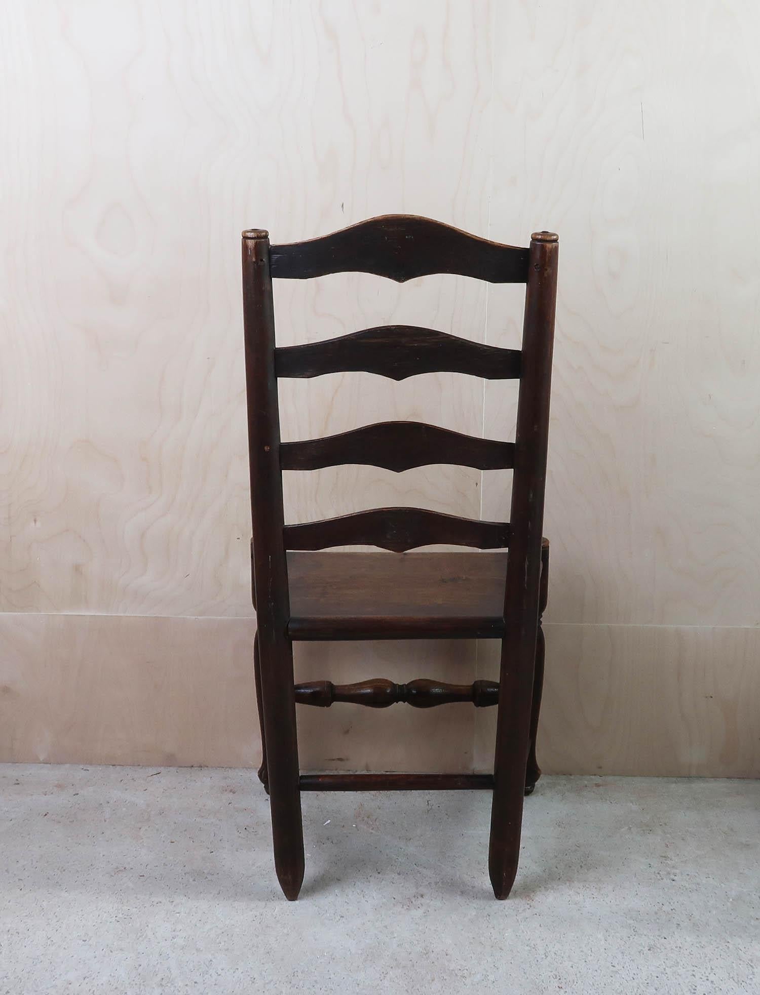 Near Pair of Antique Welsh Country Ladder back Chairs. C.1800 For Sale 3