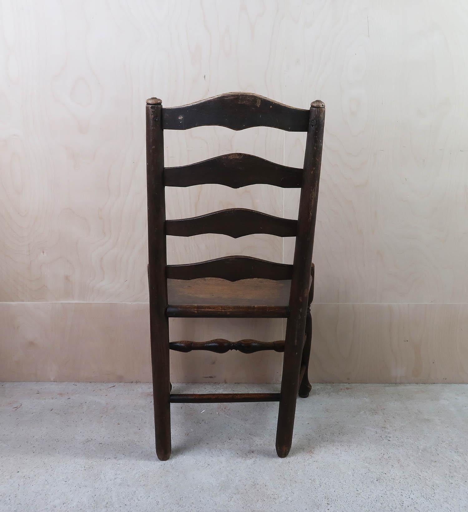 Elm Near Pair of Antique Welsh Country Ladder back Chairs. C.1800 For Sale