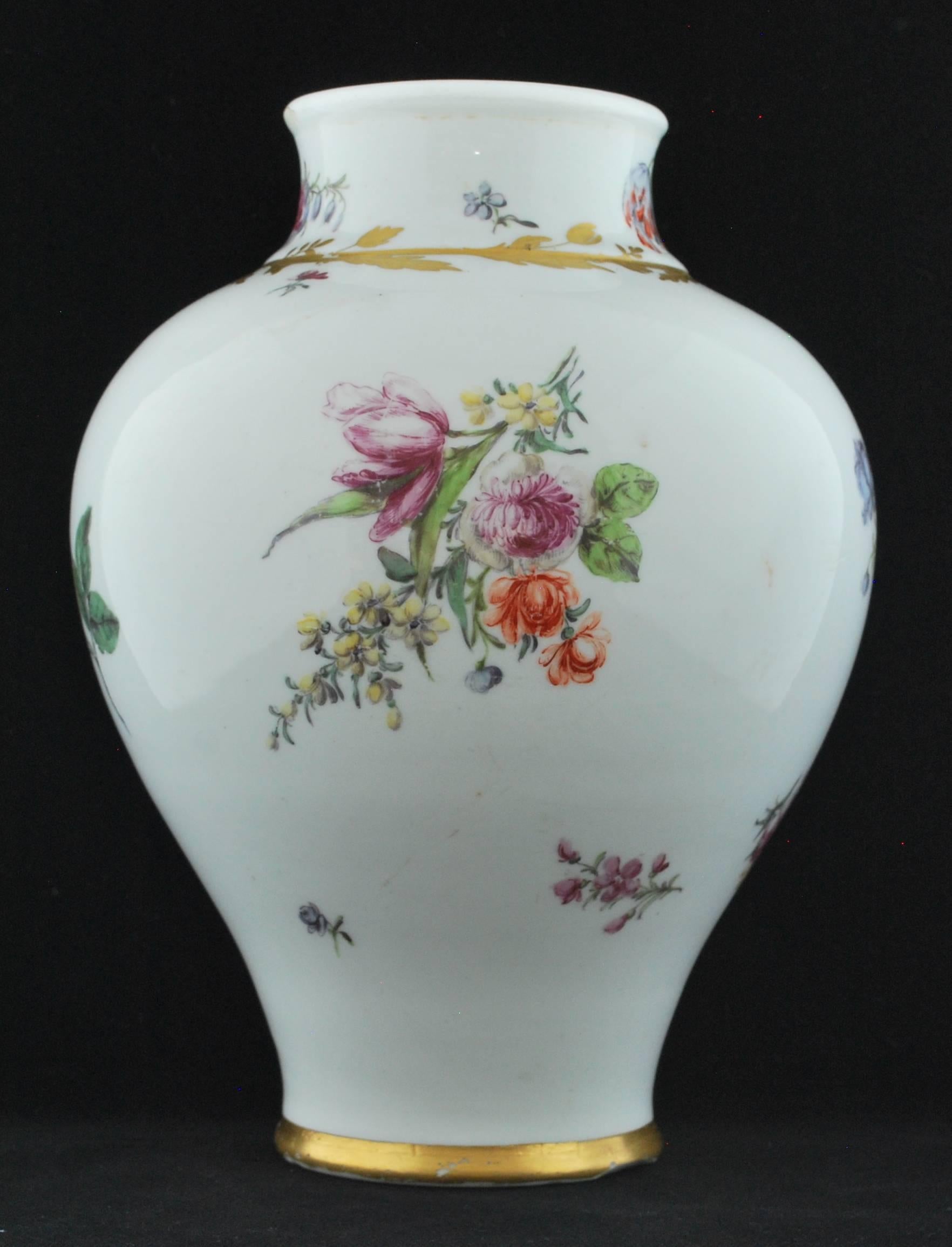 Porcelain Near Pair of Baluster Shape Vases, Chelsea, circa 1755 For Sale