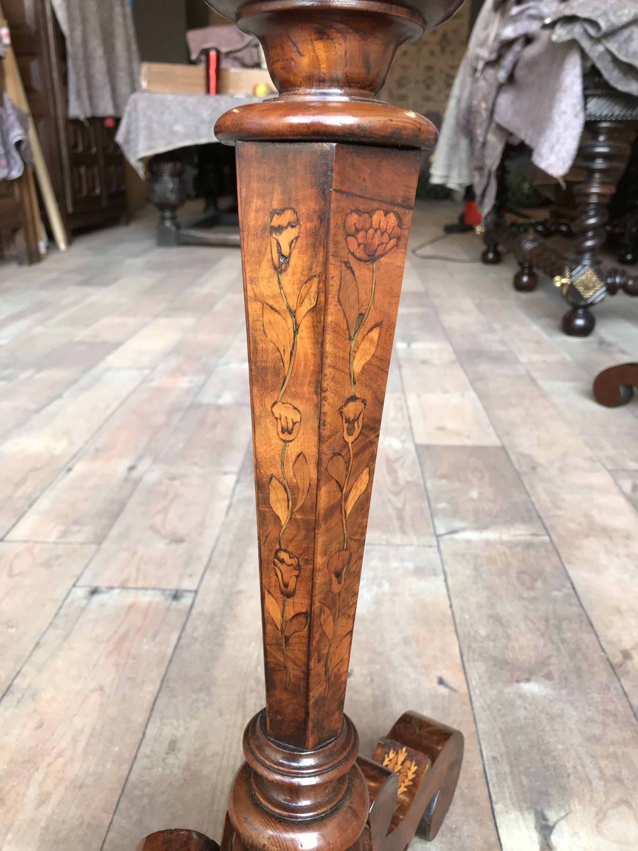 Due to their utilitarian nature, surviving pairs of 17th century candle stands/torchères are extremely rare and generally only seen today in great houses. The quality of the marquetry decoration and the attention to detail indicate that these candle