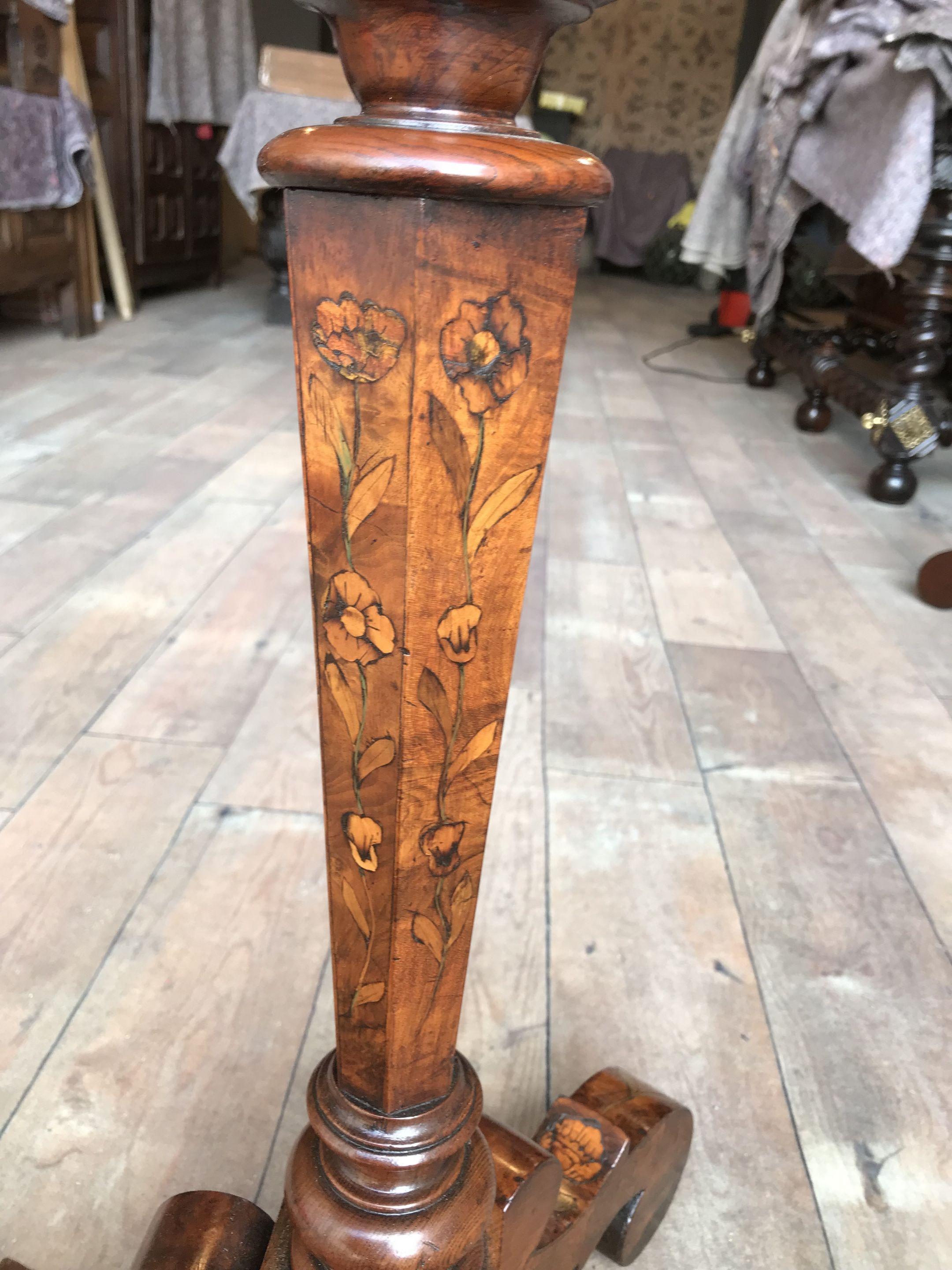 Marquetry Near Pair of Candle Stands or Torchères, Late 17th Century, English For Sale