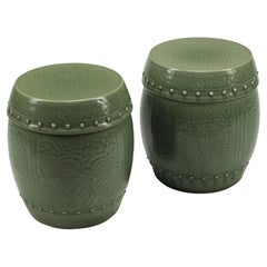 Cerca de Pareja de Asientos de Jardín Chinos de Celadón