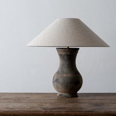 Near Pair of Chinese Han Lamps with Handmade Belgian Linen Shades
