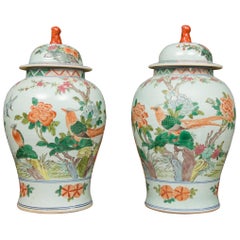 Near Pair of Chinese Lidded Urns