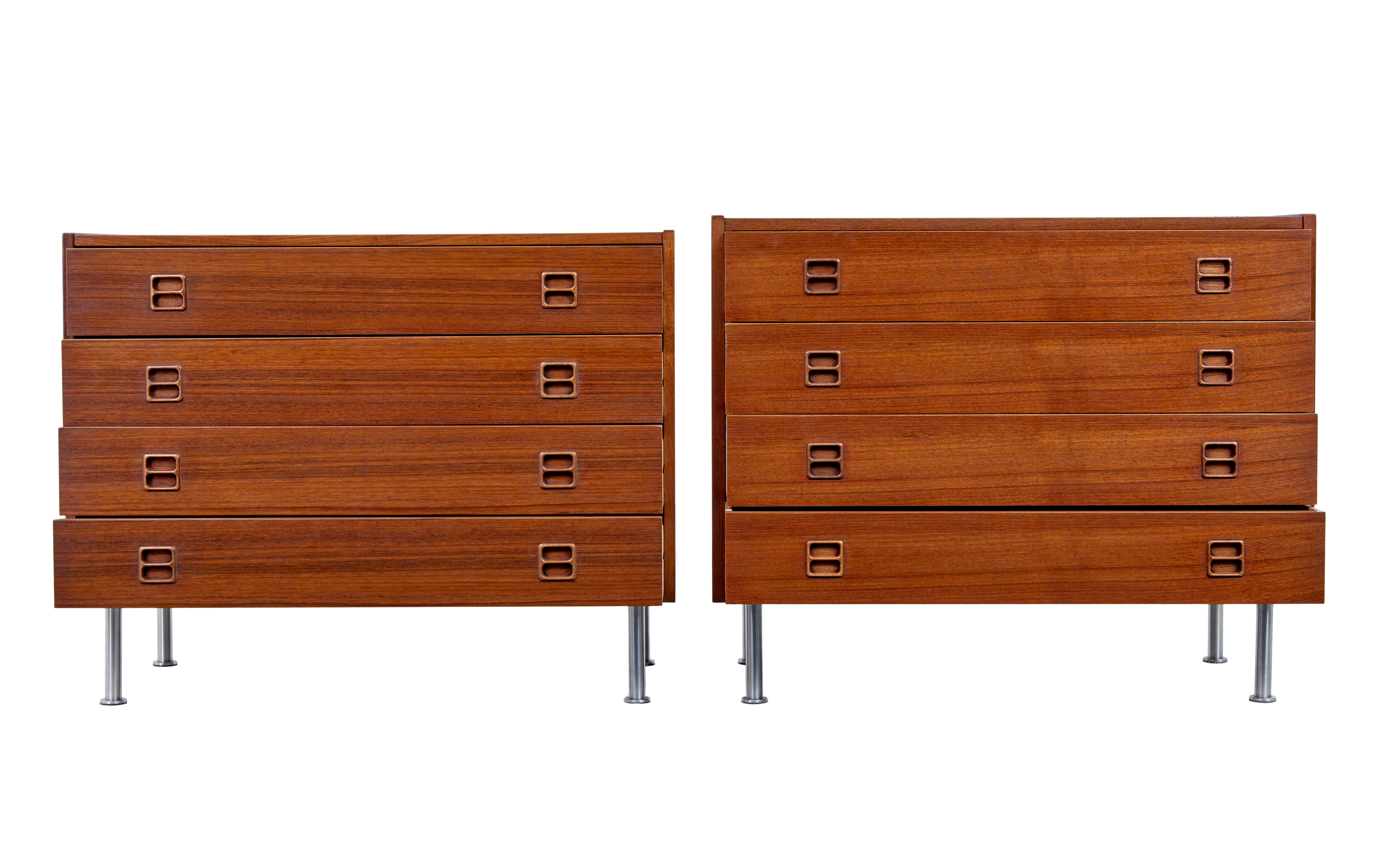 20th Century Near pair of Danish 1970s teak chest of drawers For Sale