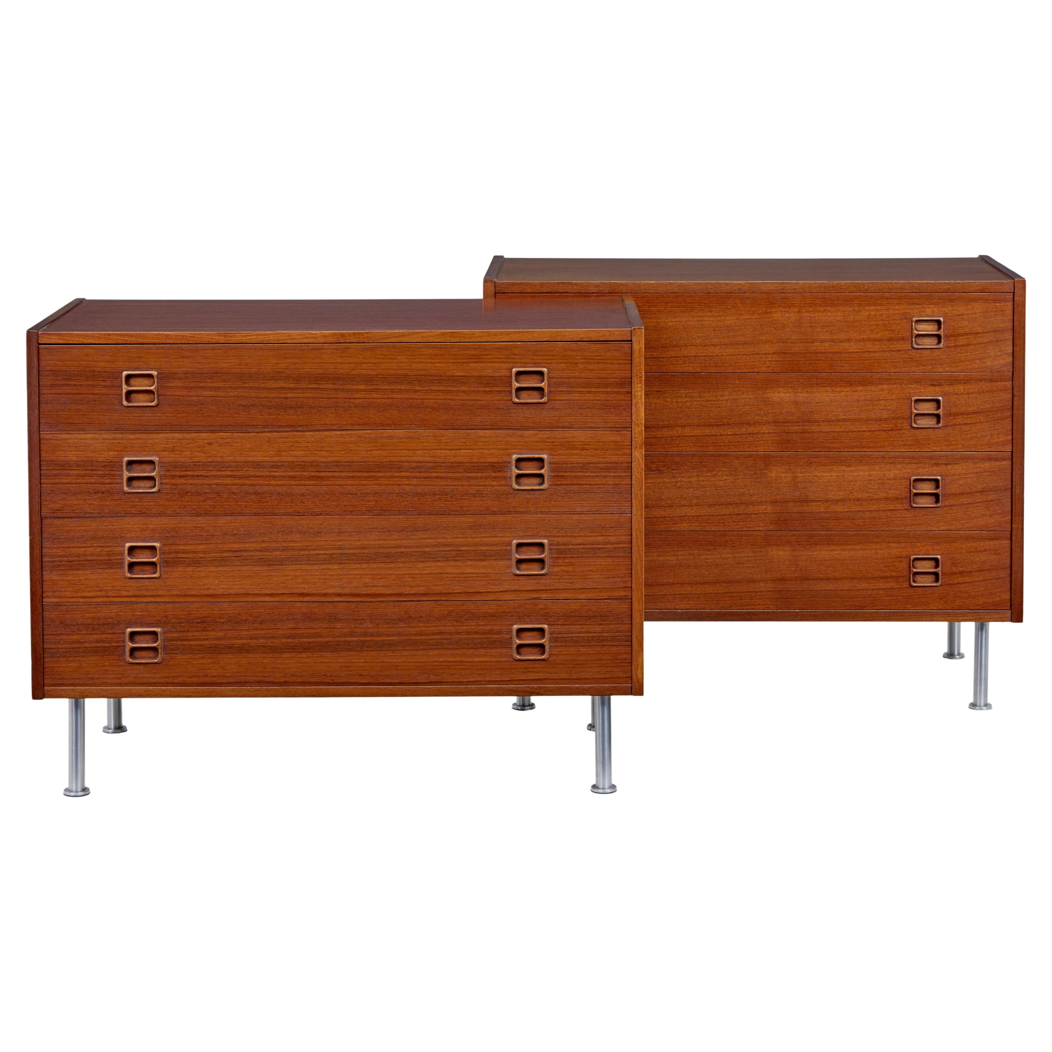 Near pair of Danish 1970s teak chest of drawers For Sale