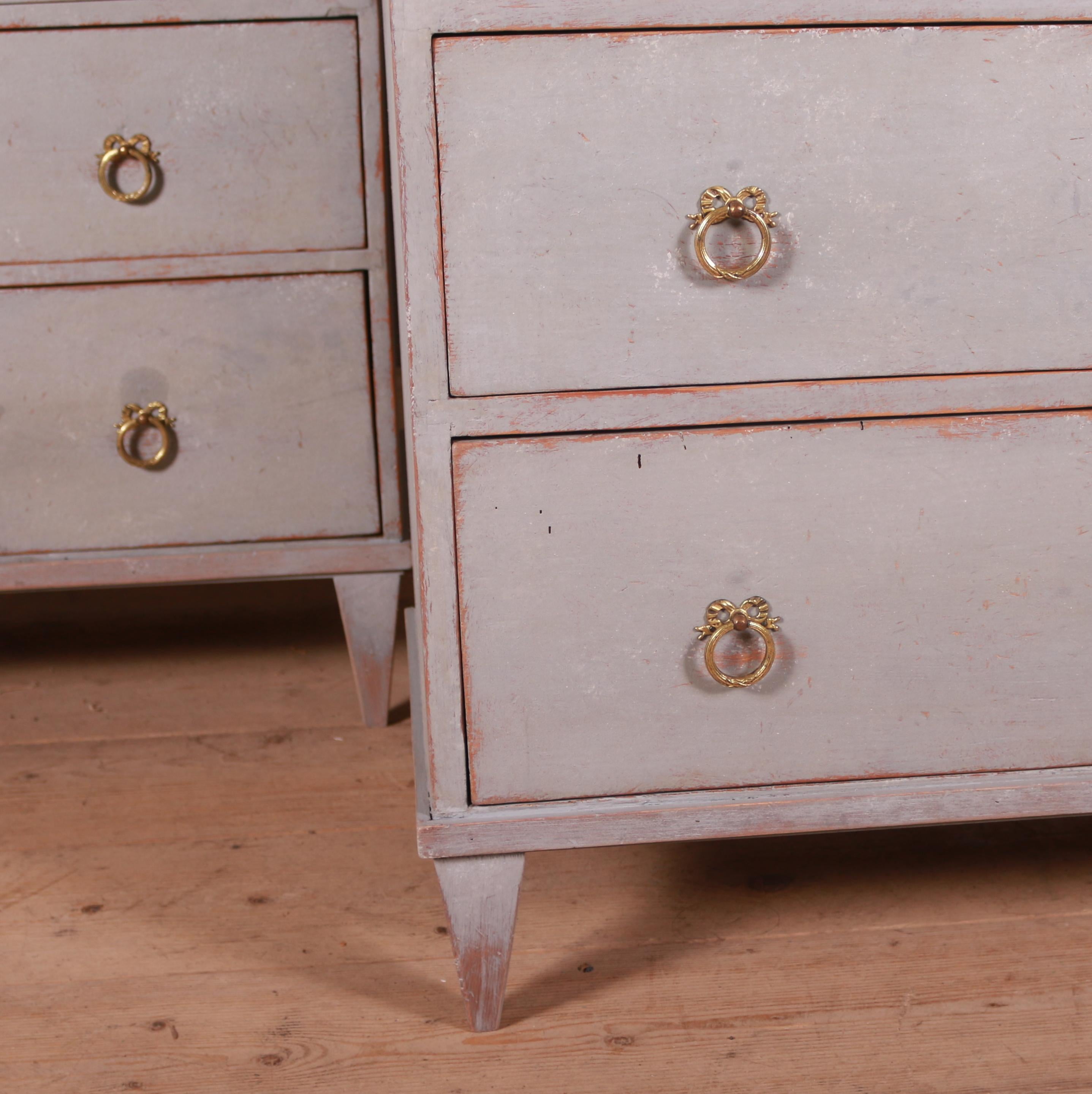 Hand-Painted Near Pair of English Chest of Drawers