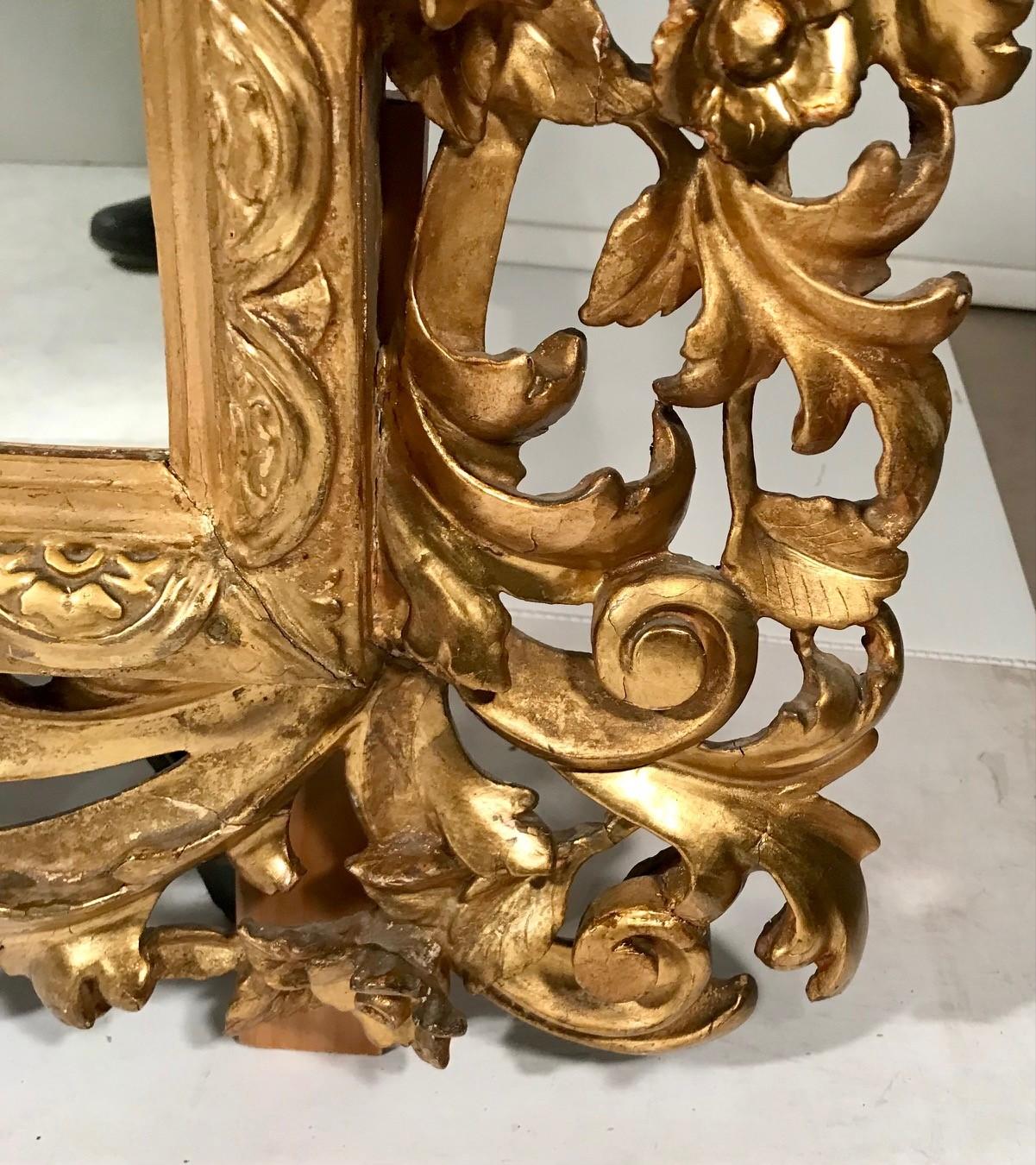 Near Pair of  Florentine Baroque Giltwood Mirrors  For Sale 10