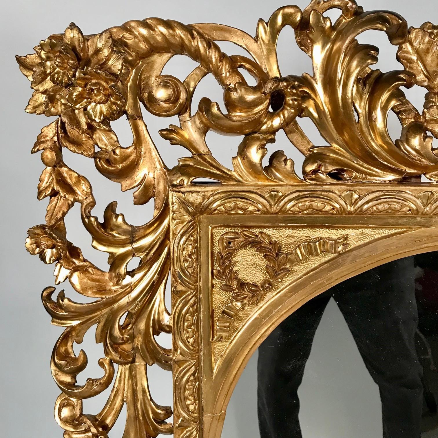 Italian Near Pair of  Florentine Baroque Giltwood Mirrors  For Sale