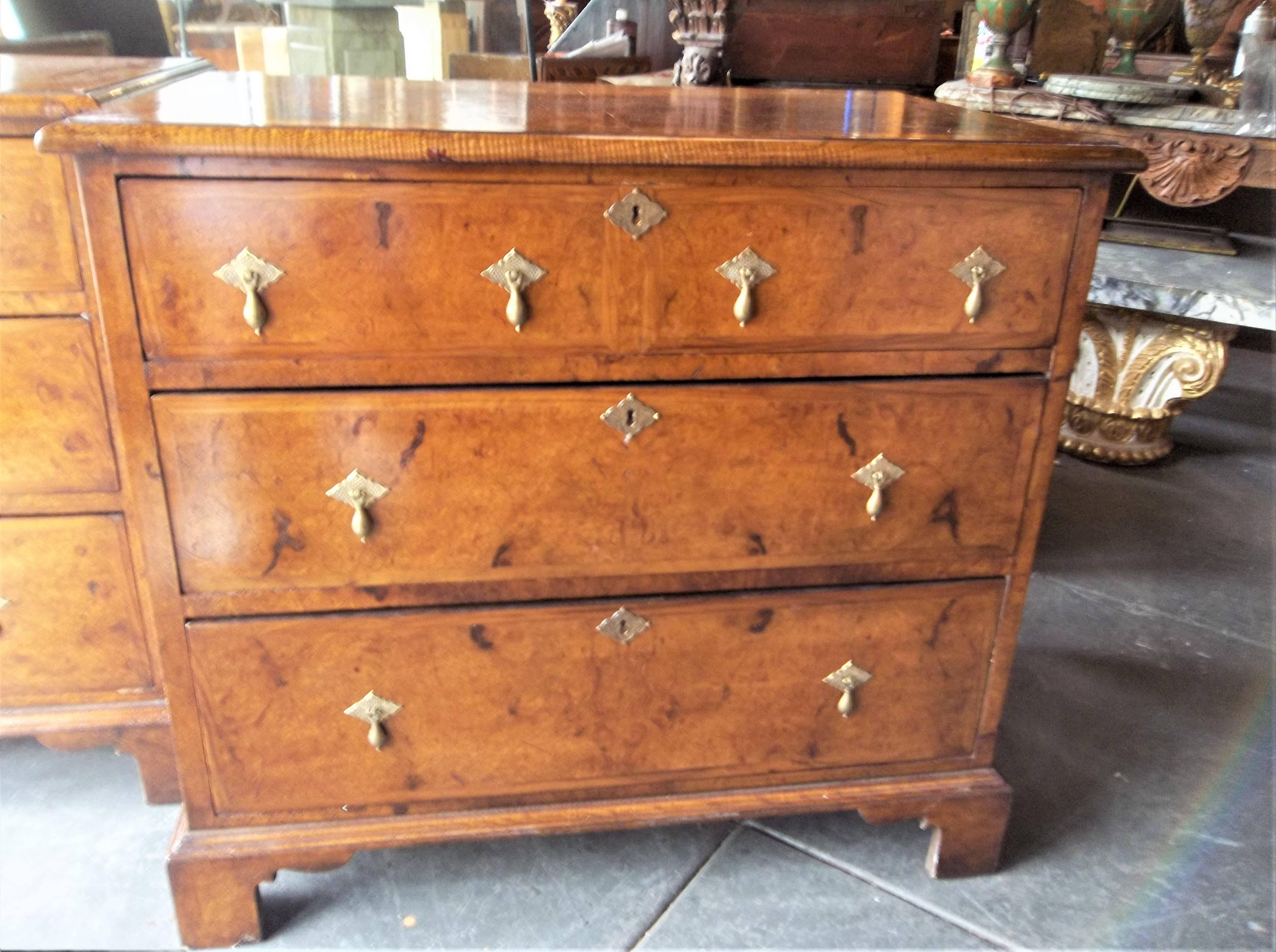 Near Pair of George III Style Highly Figured Walnut Chests of Drawers 6
