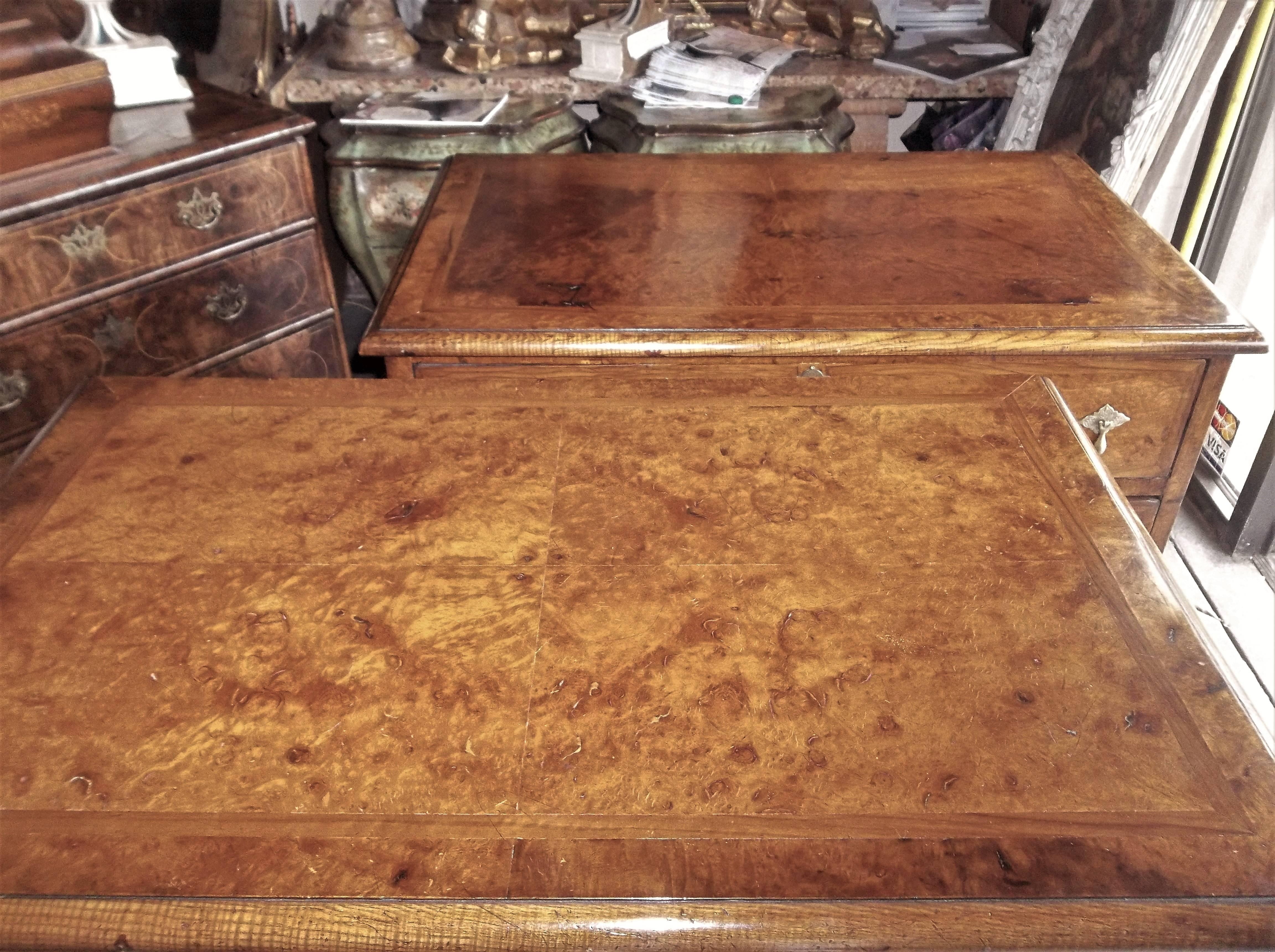 English Near Pair of George III Style Highly Figured Walnut Chests of Drawers