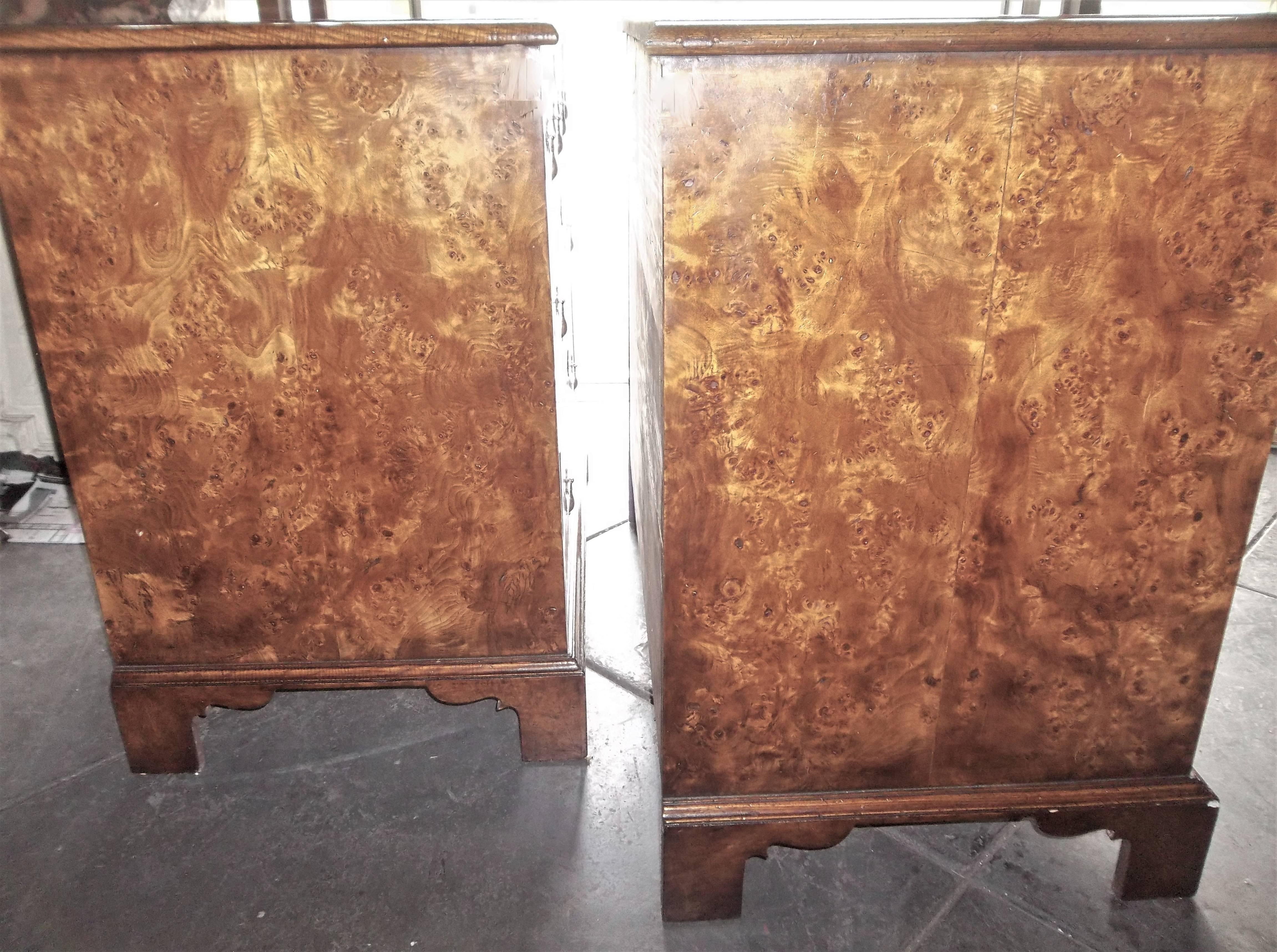 Near Pair of George III Style Highly Figured Walnut Chests of Drawers 2