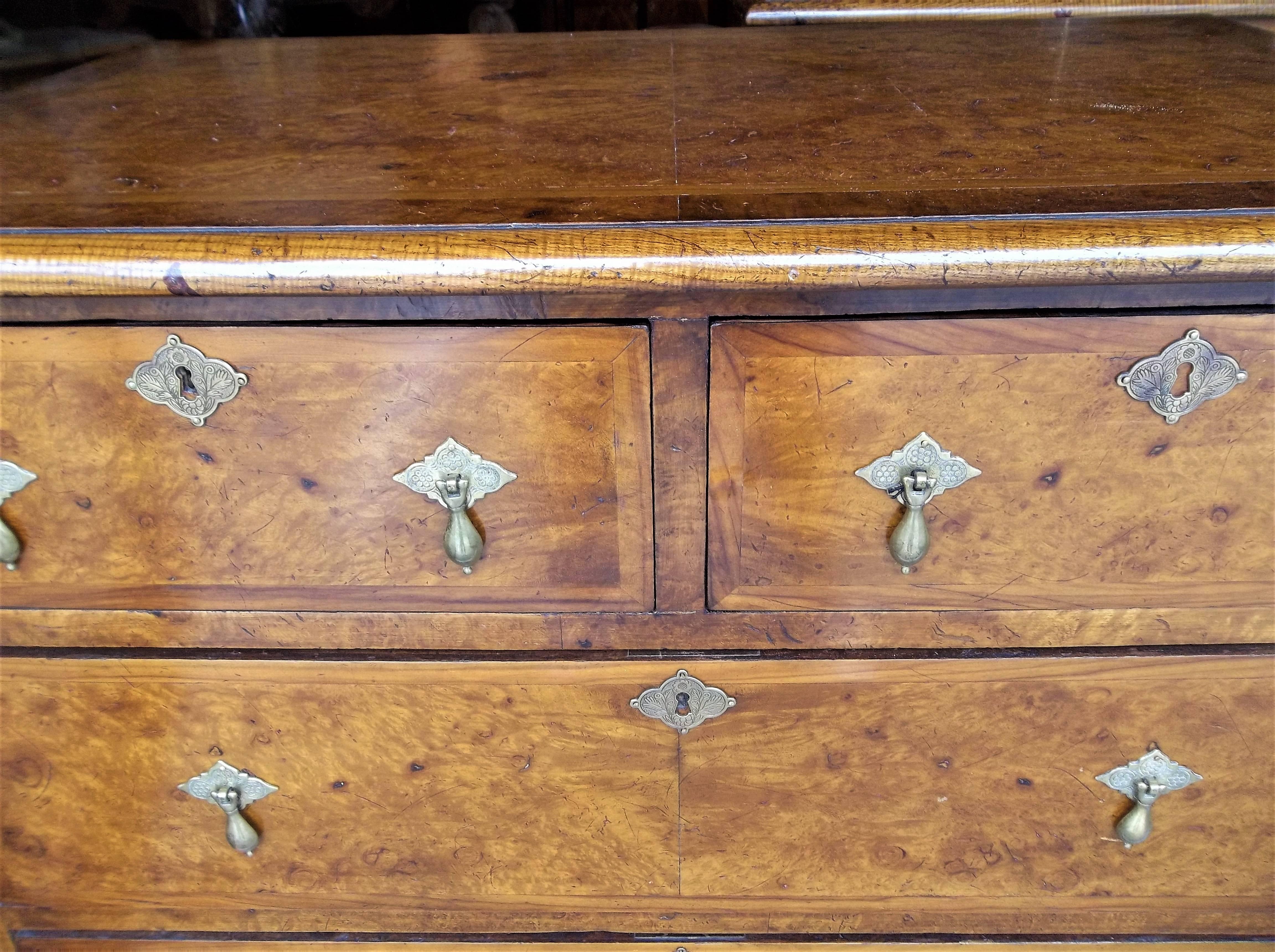 Near Pair of George III Style Highly Figured Walnut Chests of Drawers 4